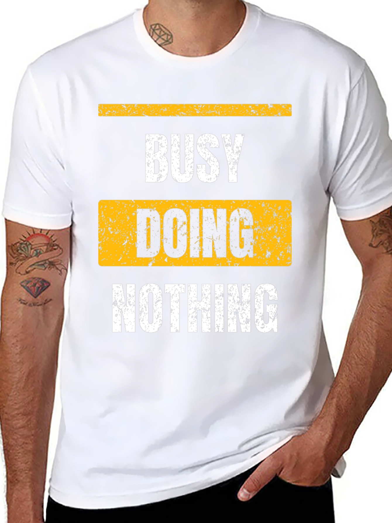 Busy Doing Nothing Black Graphic T-Shirt
