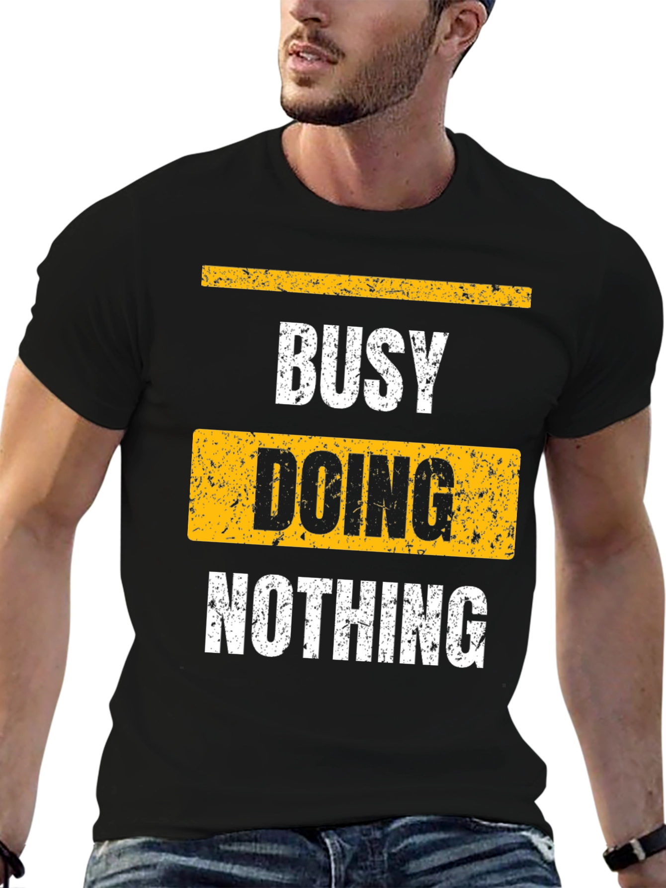 Busy Doing Nothing Black Graphic T-Shirt