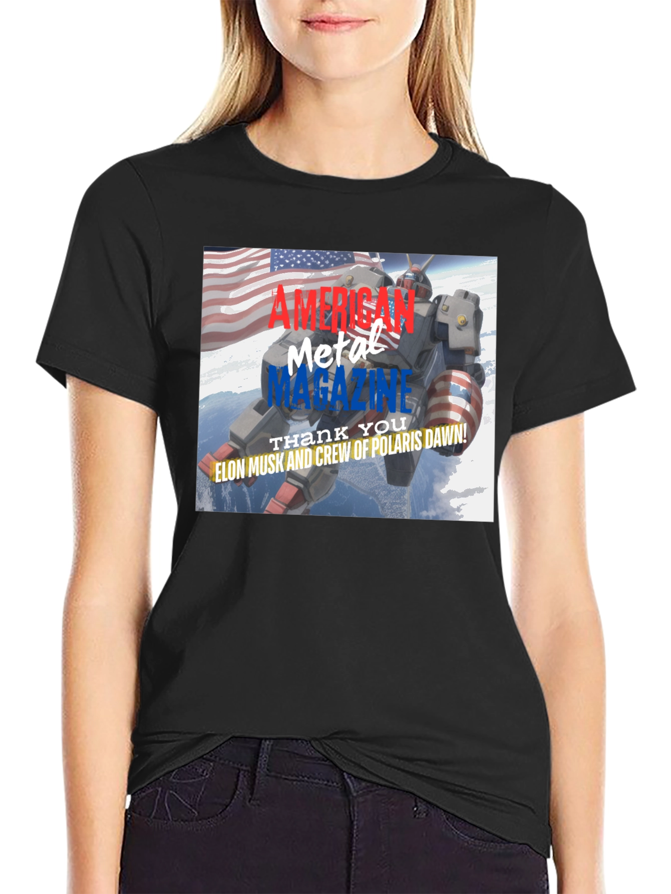 American Metal Magazine Patriotic Robot T-Shirt
