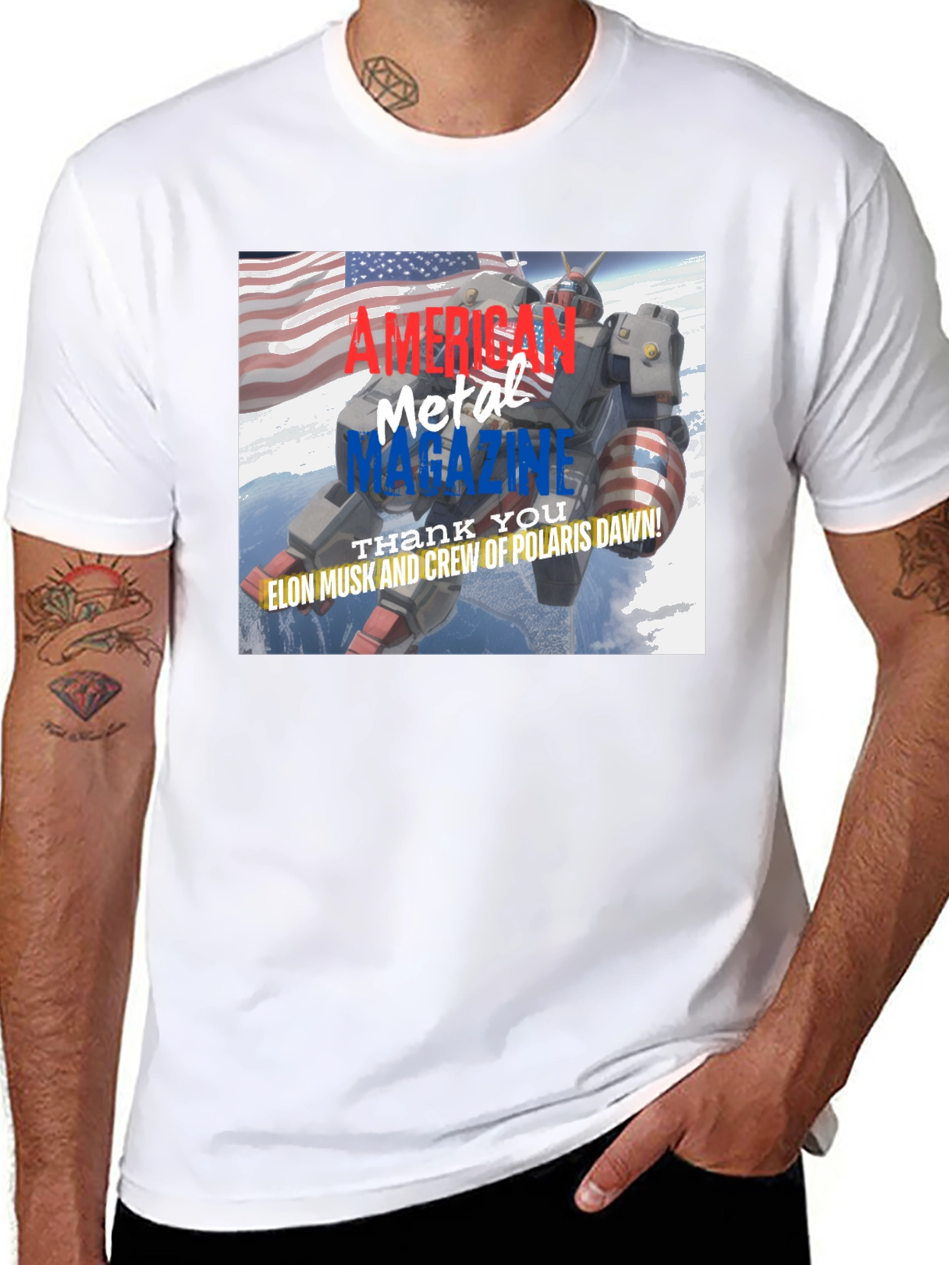 American Metal Magazine Patriotic Robot T-Shirt