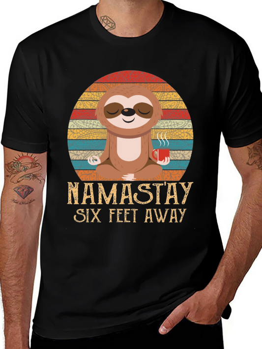 Namastay Six Feet Away Sloth Graphic Tee