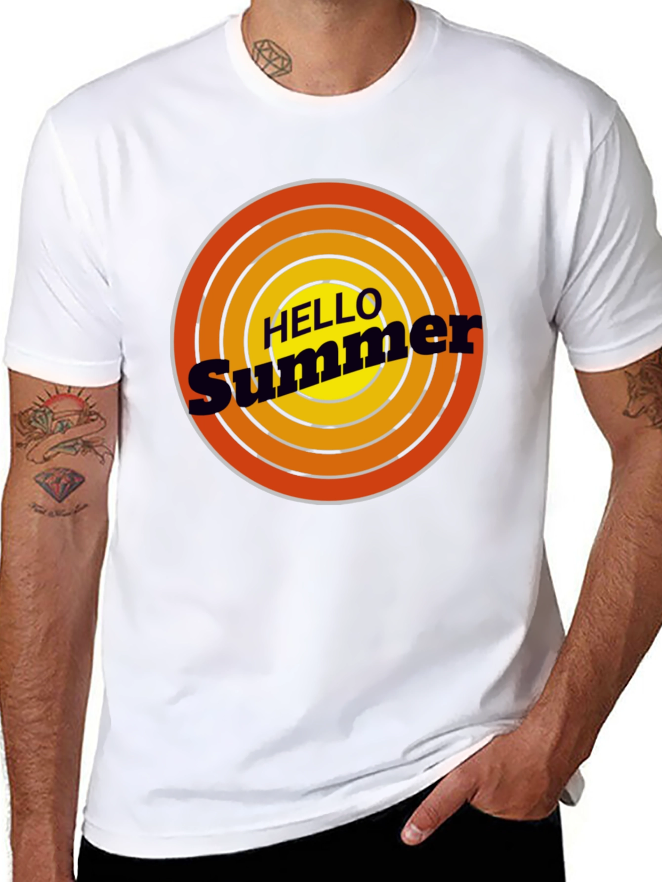 Hello Summer Black Graphic T-Shirt