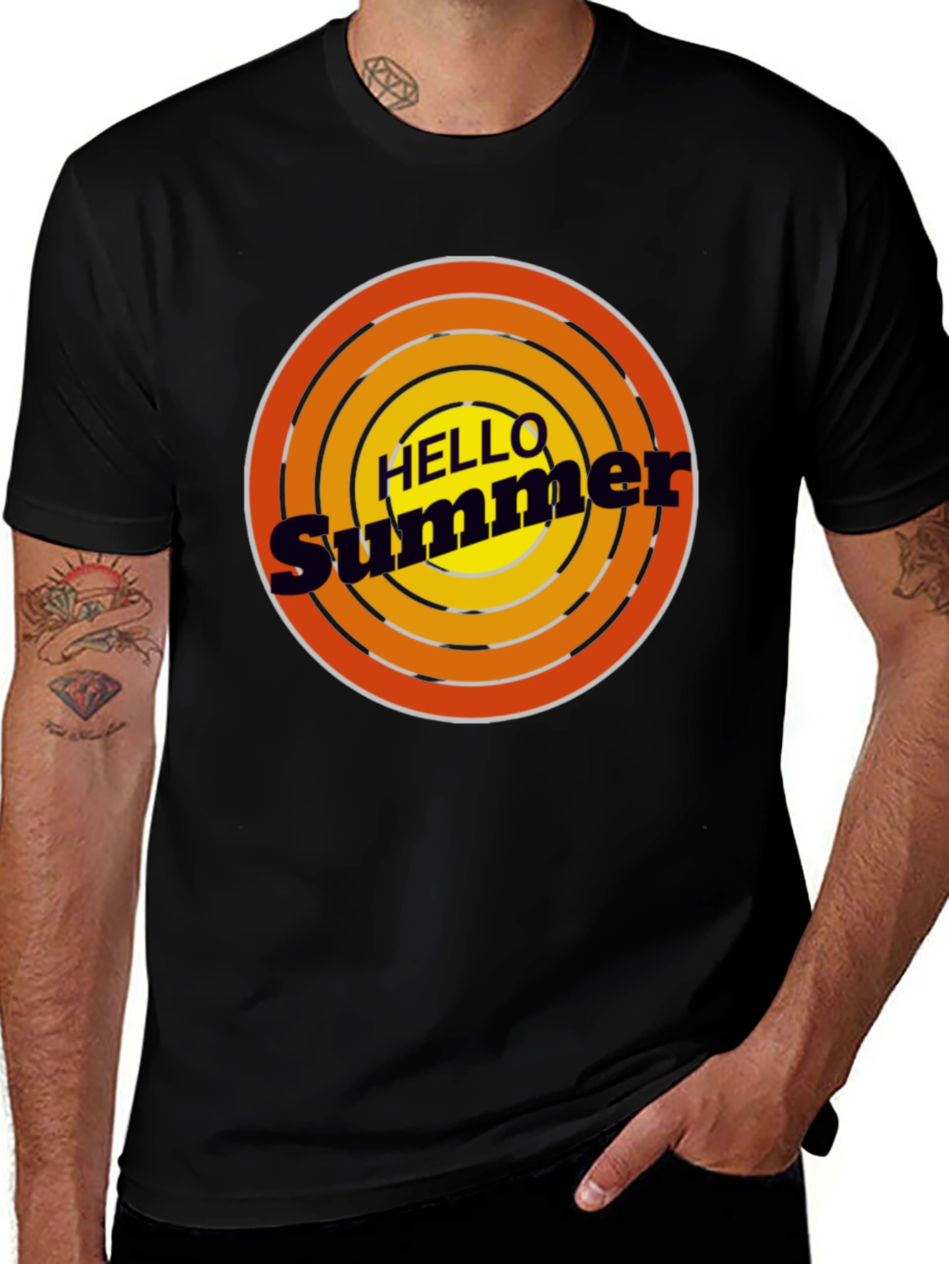 Hello Summer Black Graphic T-Shirt