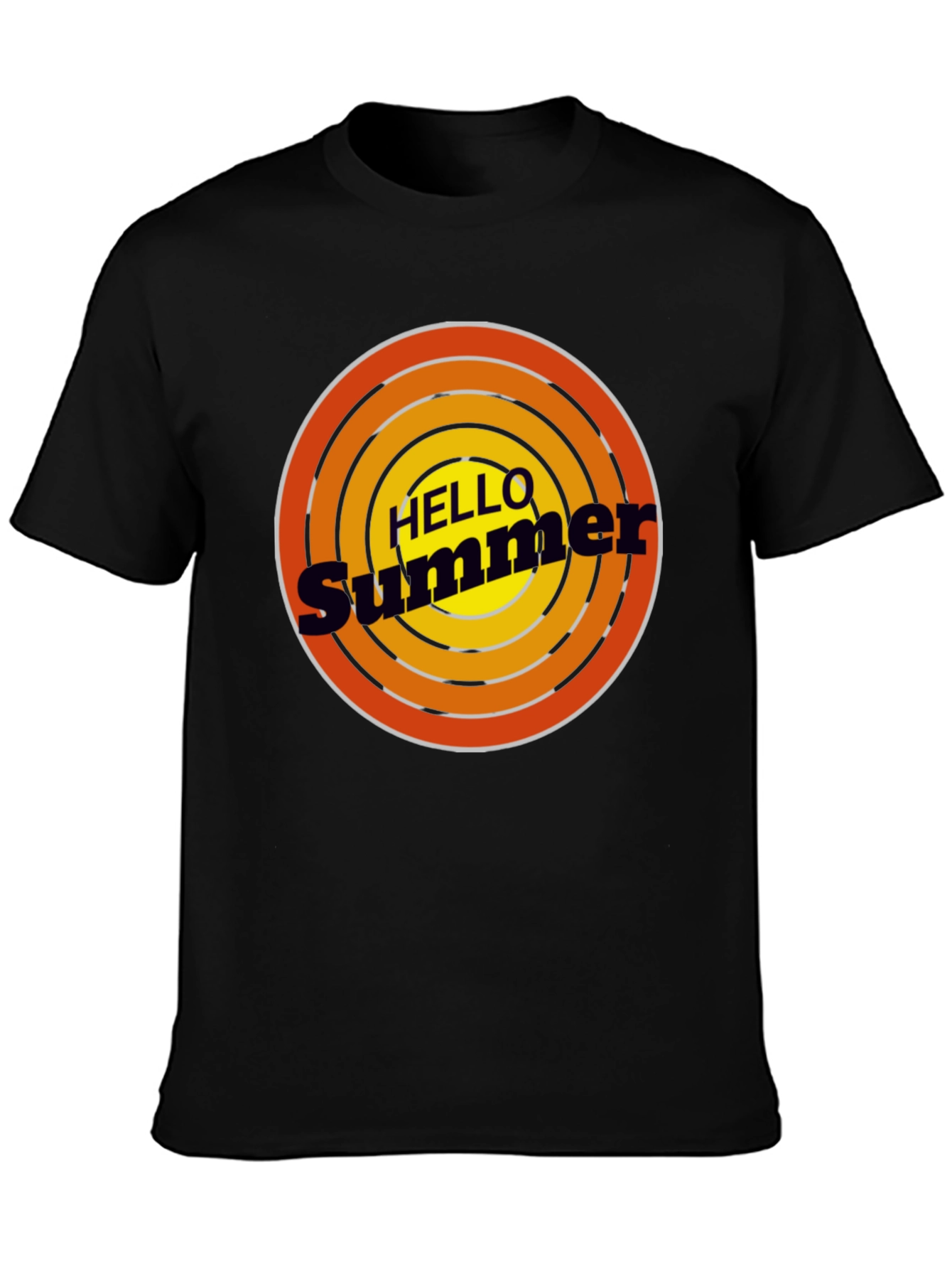 Hello Summer Black Graphic T-Shirt