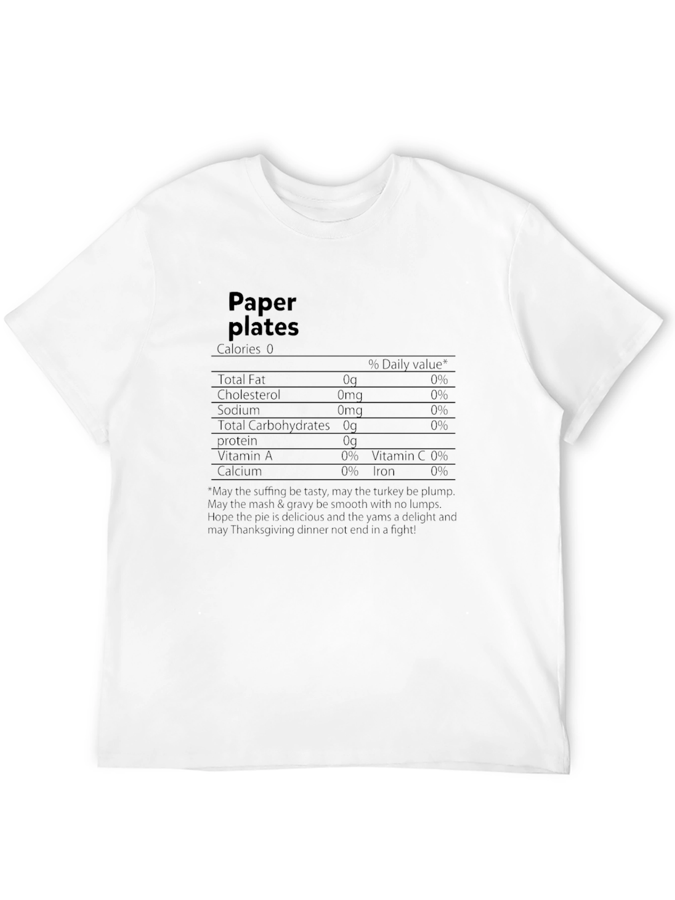 Paper Plates Nutrition Facts T-Shirt