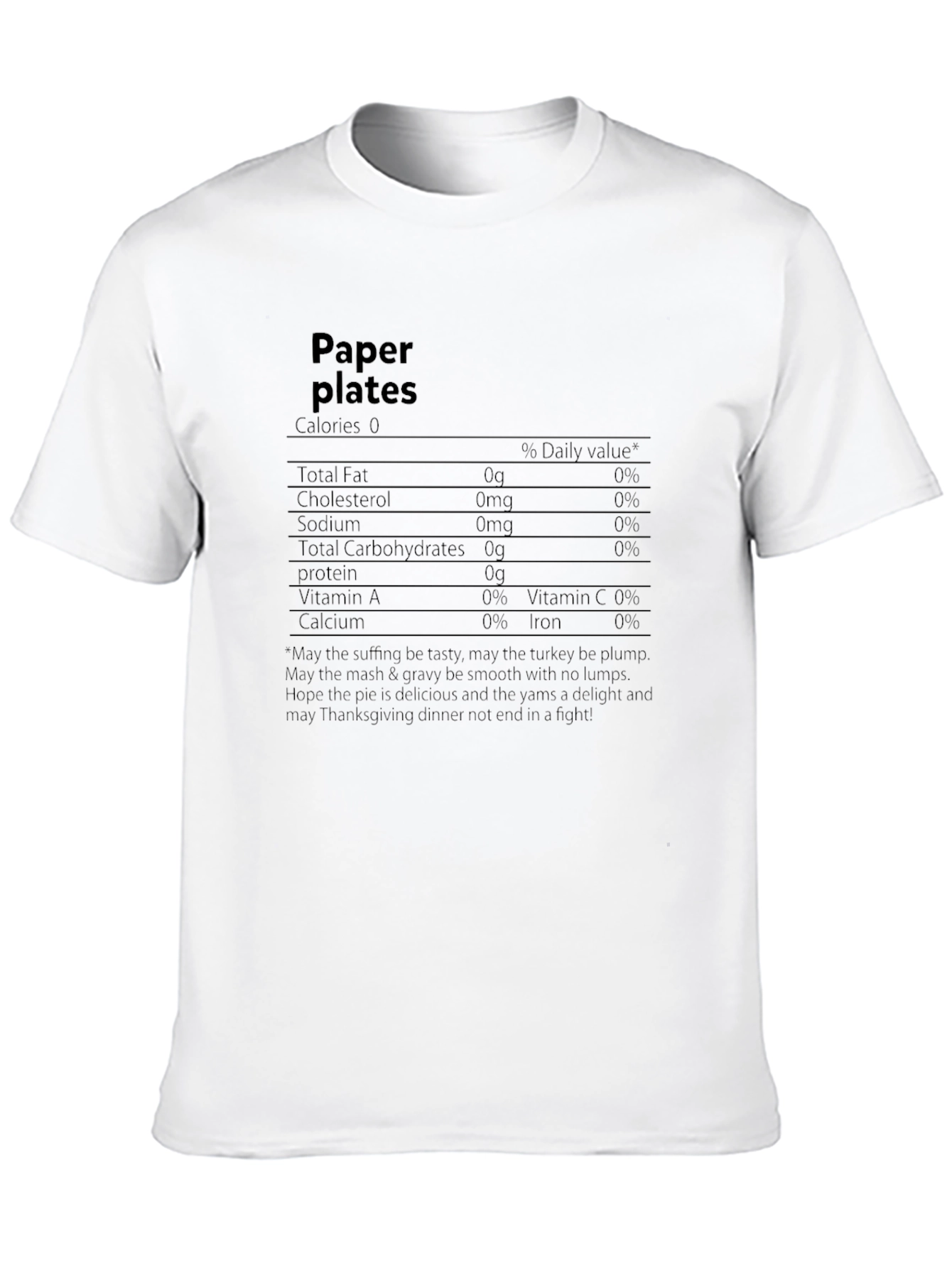 Paper Plates Nutrition Facts T-Shirt