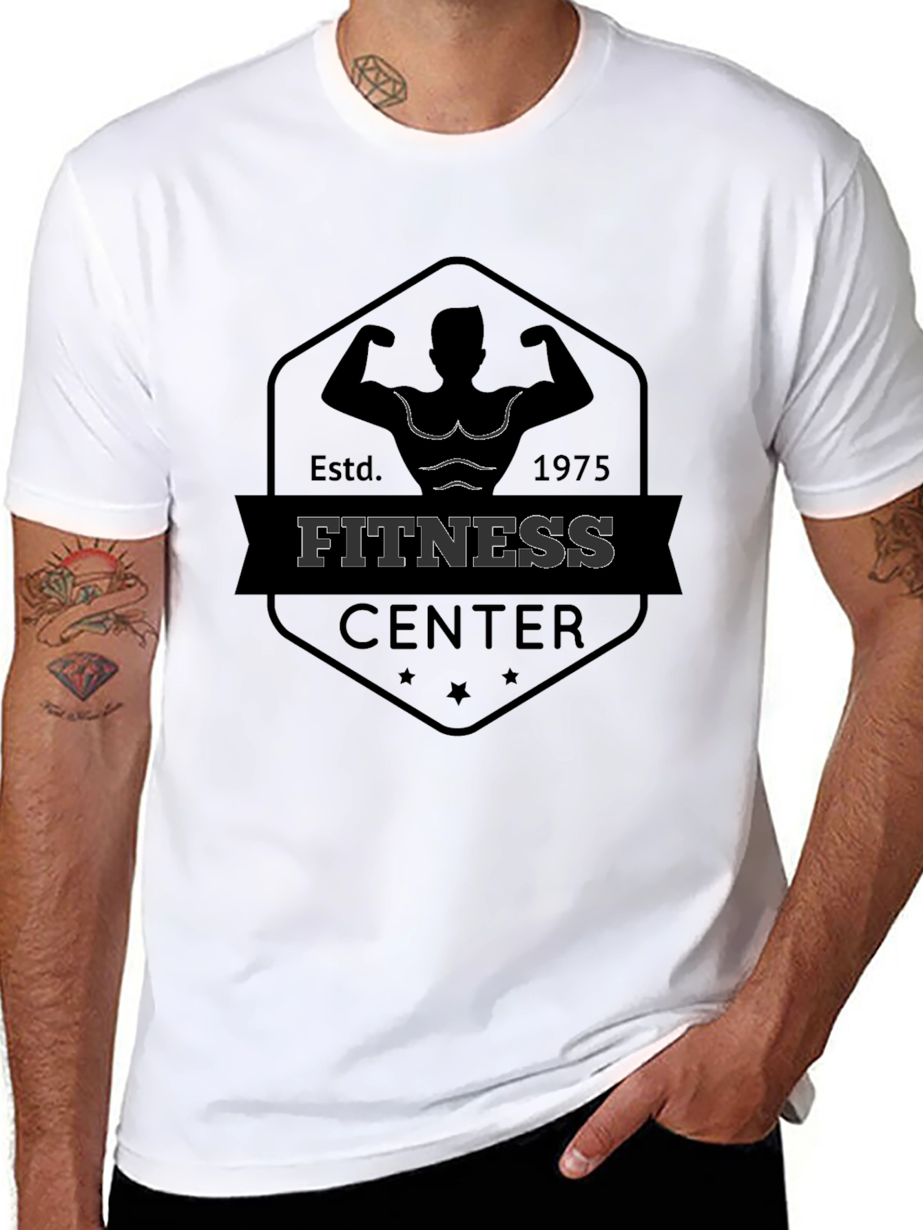 Mens Fitness Center Black Graphic Tee