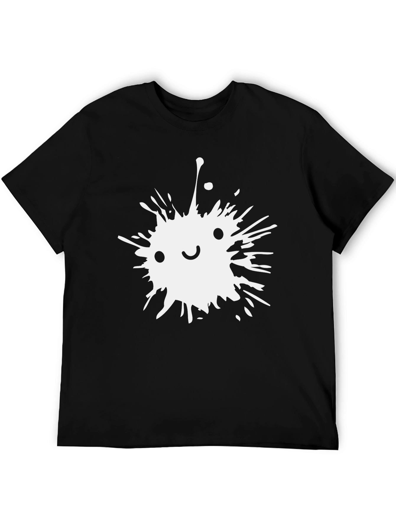 Ink Splatter Smiley Face Black T-Shirt