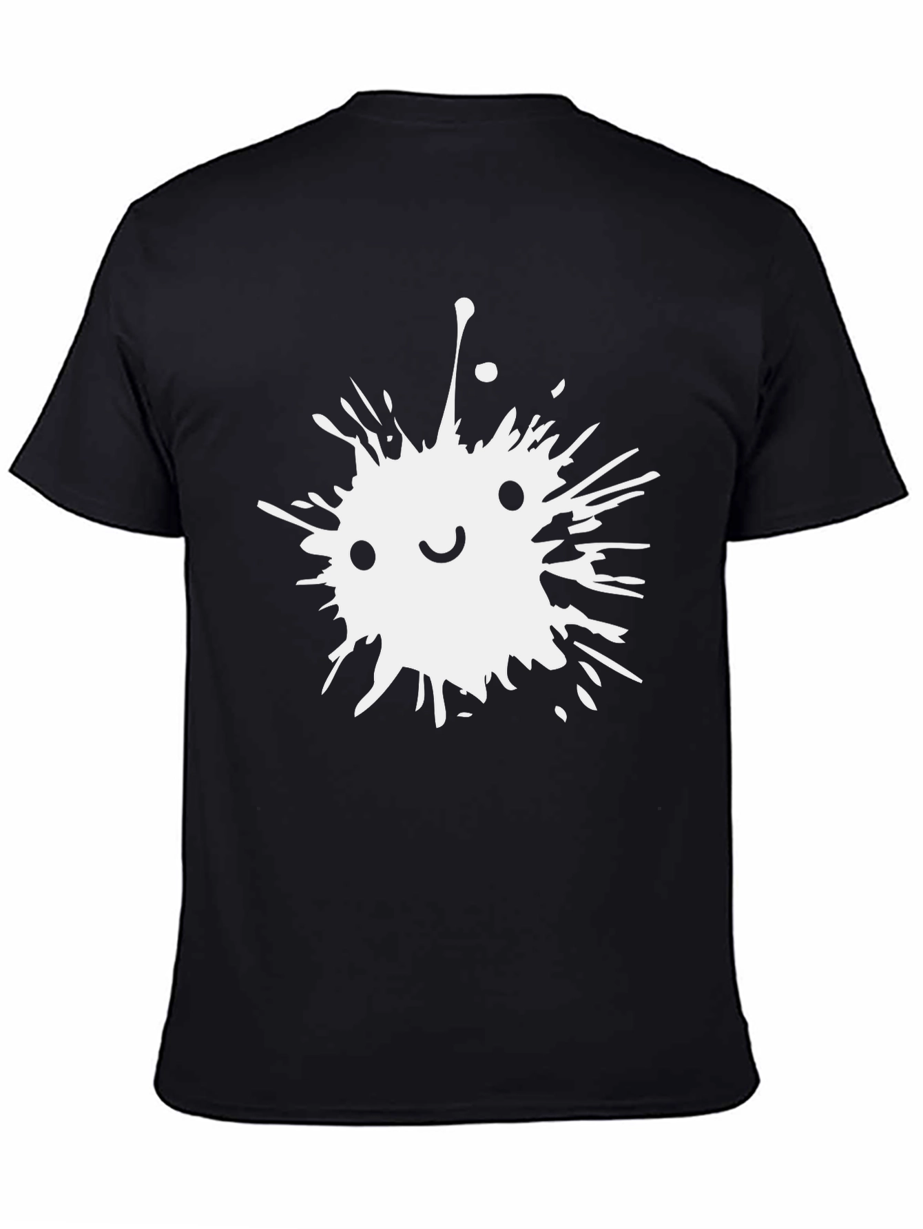 Ink Splatter Smiley Face Black T-Shirt