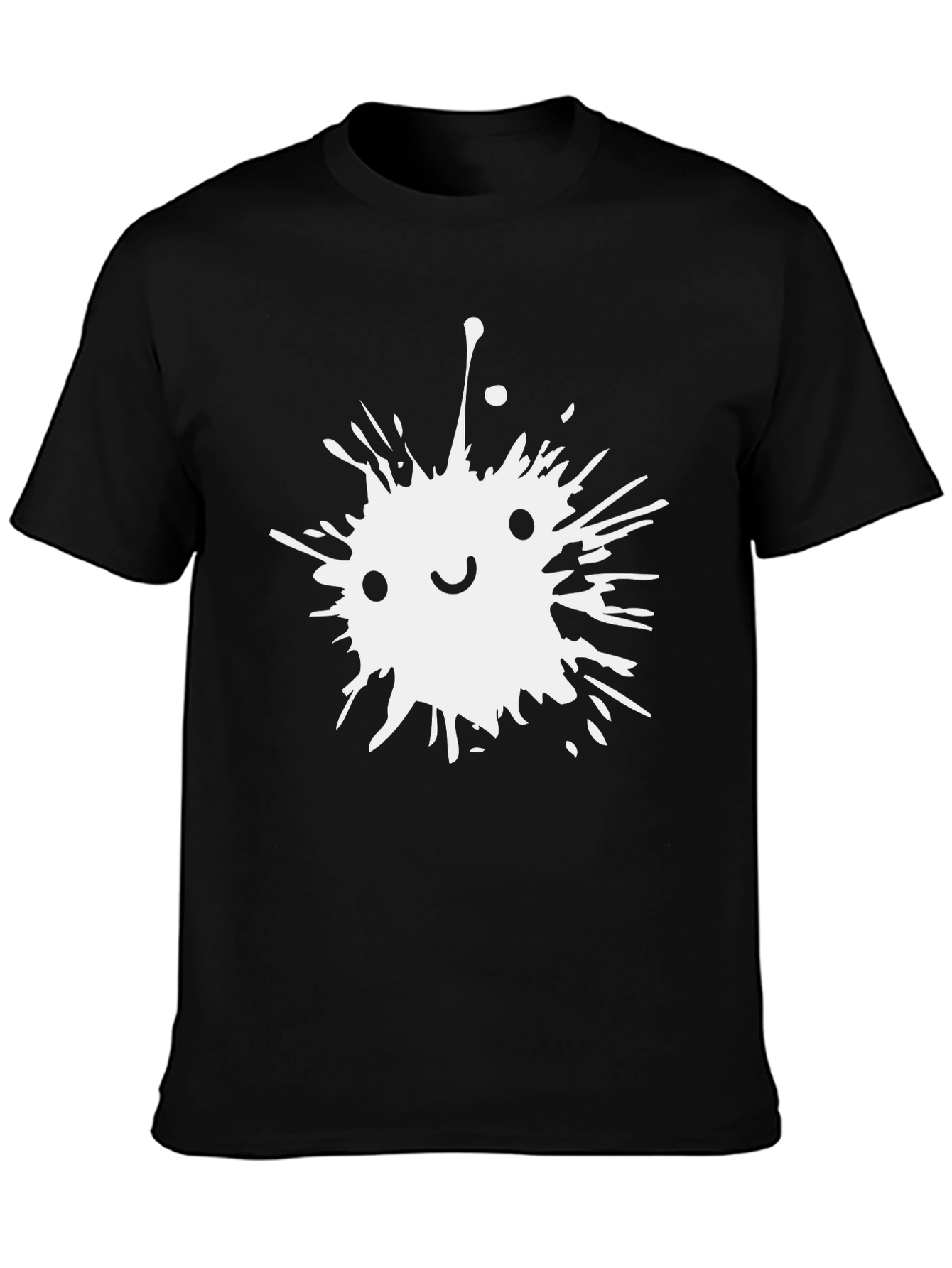 Ink Splatter Smiley Face Black T-Shirt