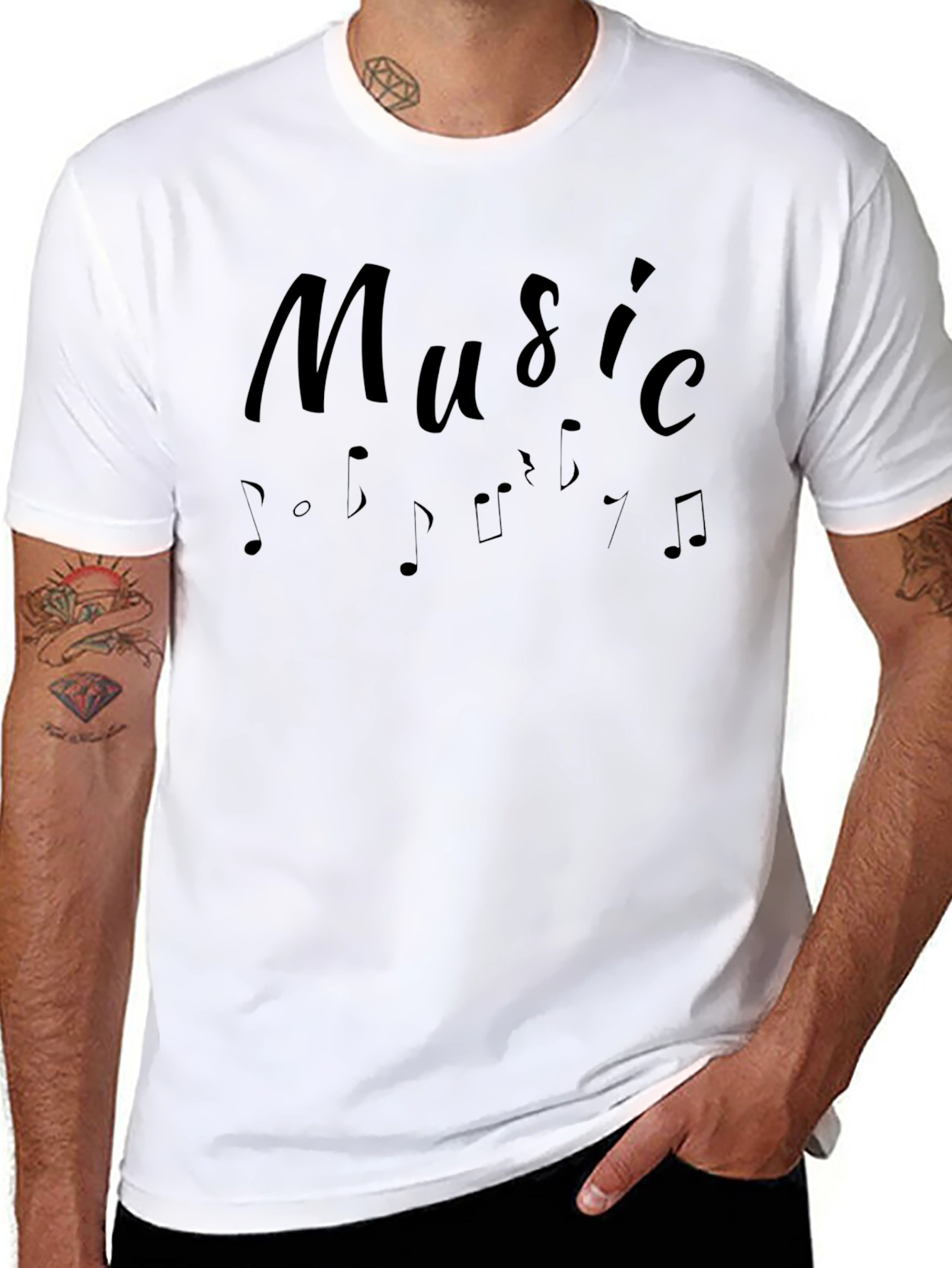 Black Music Note Graphic Tee