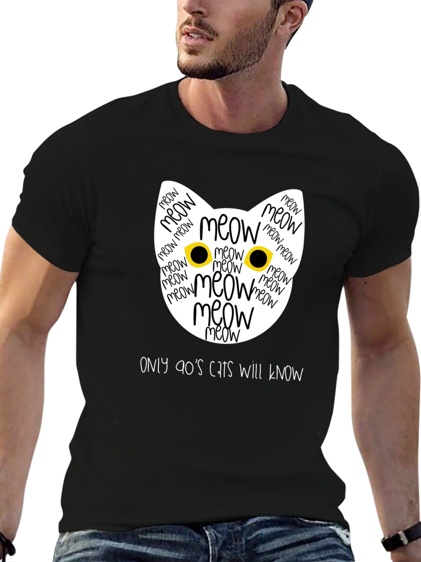 90s Cats T-Shirt - Meow Cat Face Tee