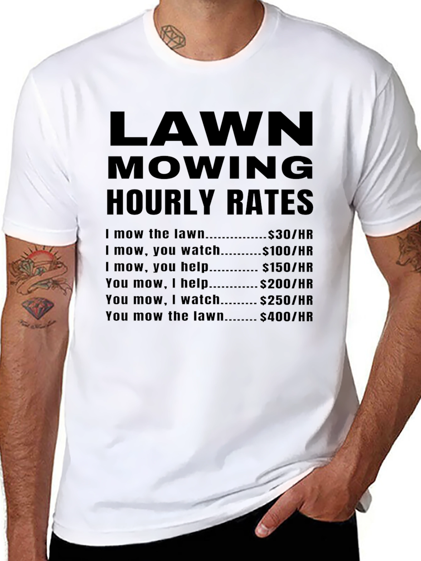 Lawn Mowing Hourly Rates Funny T-Shirt