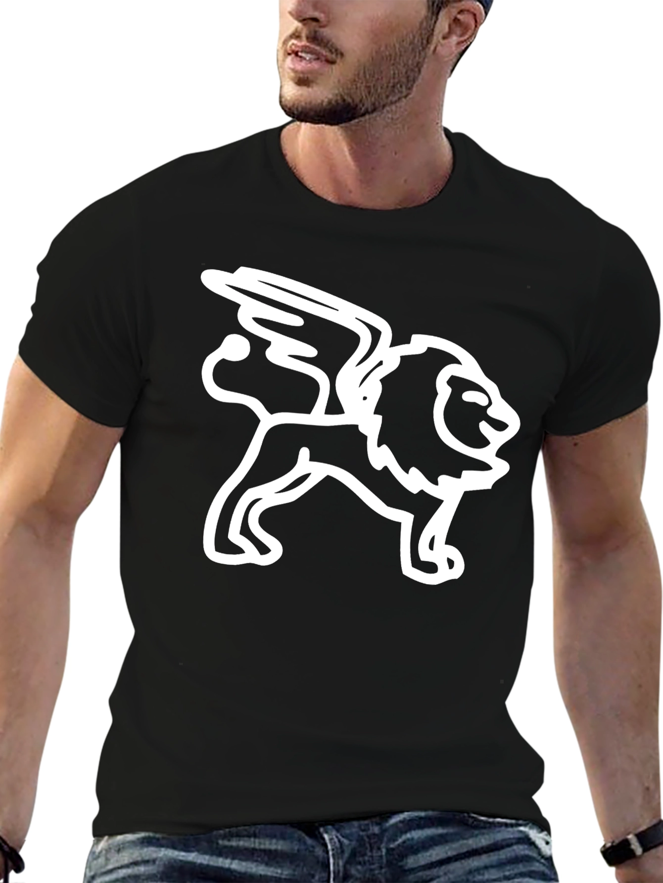 Lion with Wings Black Graphic Tee