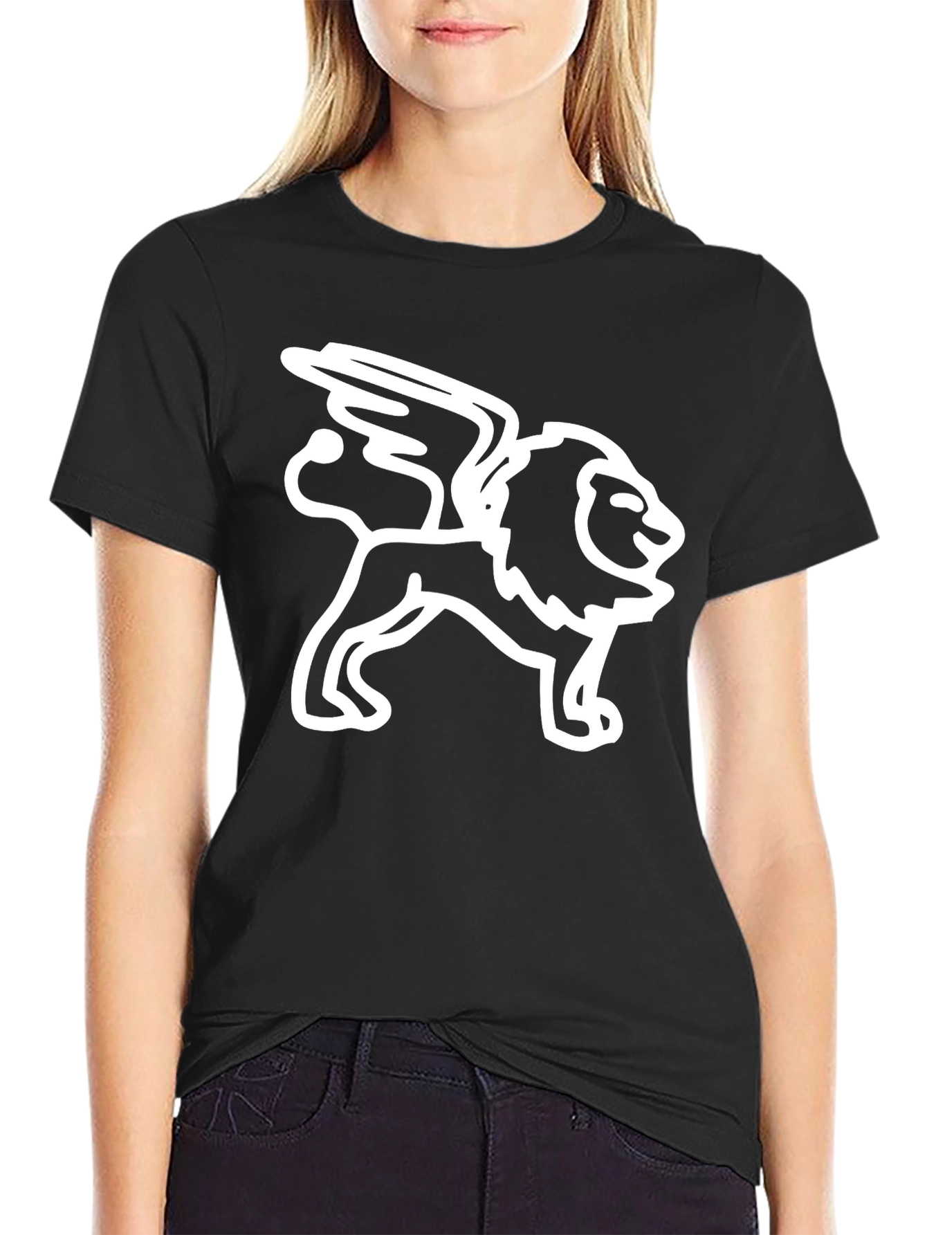 Lion with Wings Black Graphic Tee
