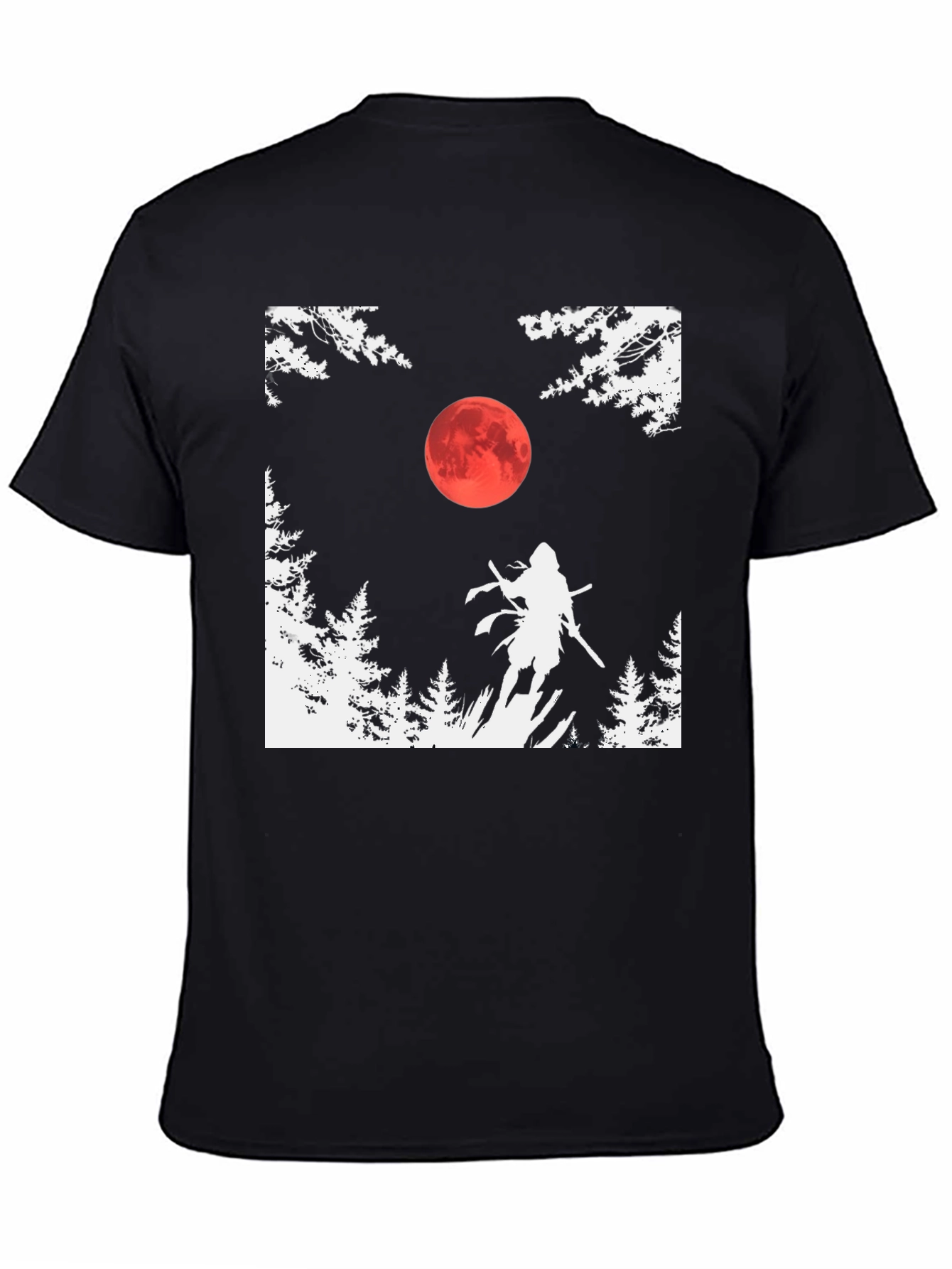 Samurai Moon Graphic Tee - Black