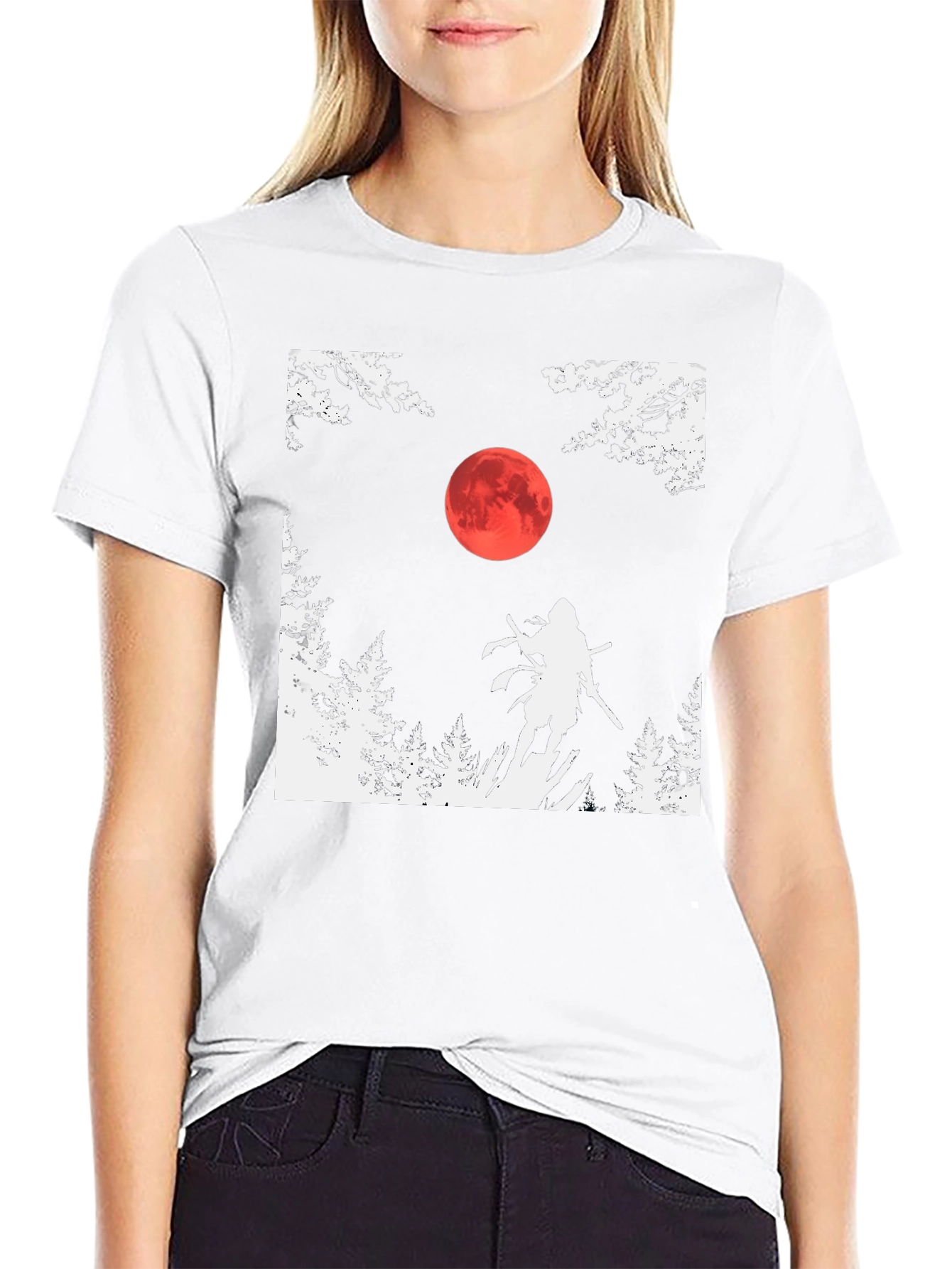 Samurai Moon Graphic Tee - Black