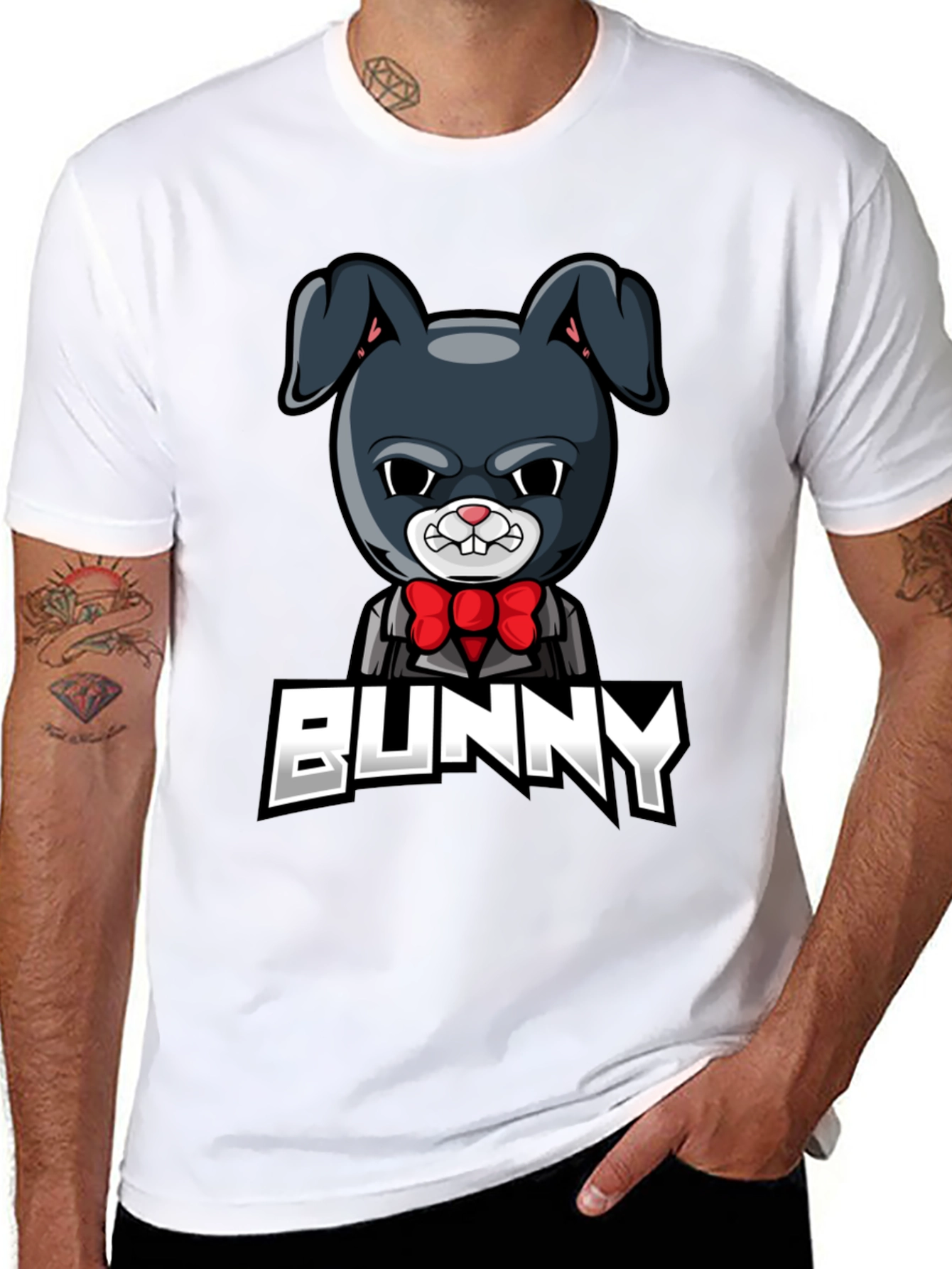 Cool Bunny Graphic T-Shirt - Mens Black Tee