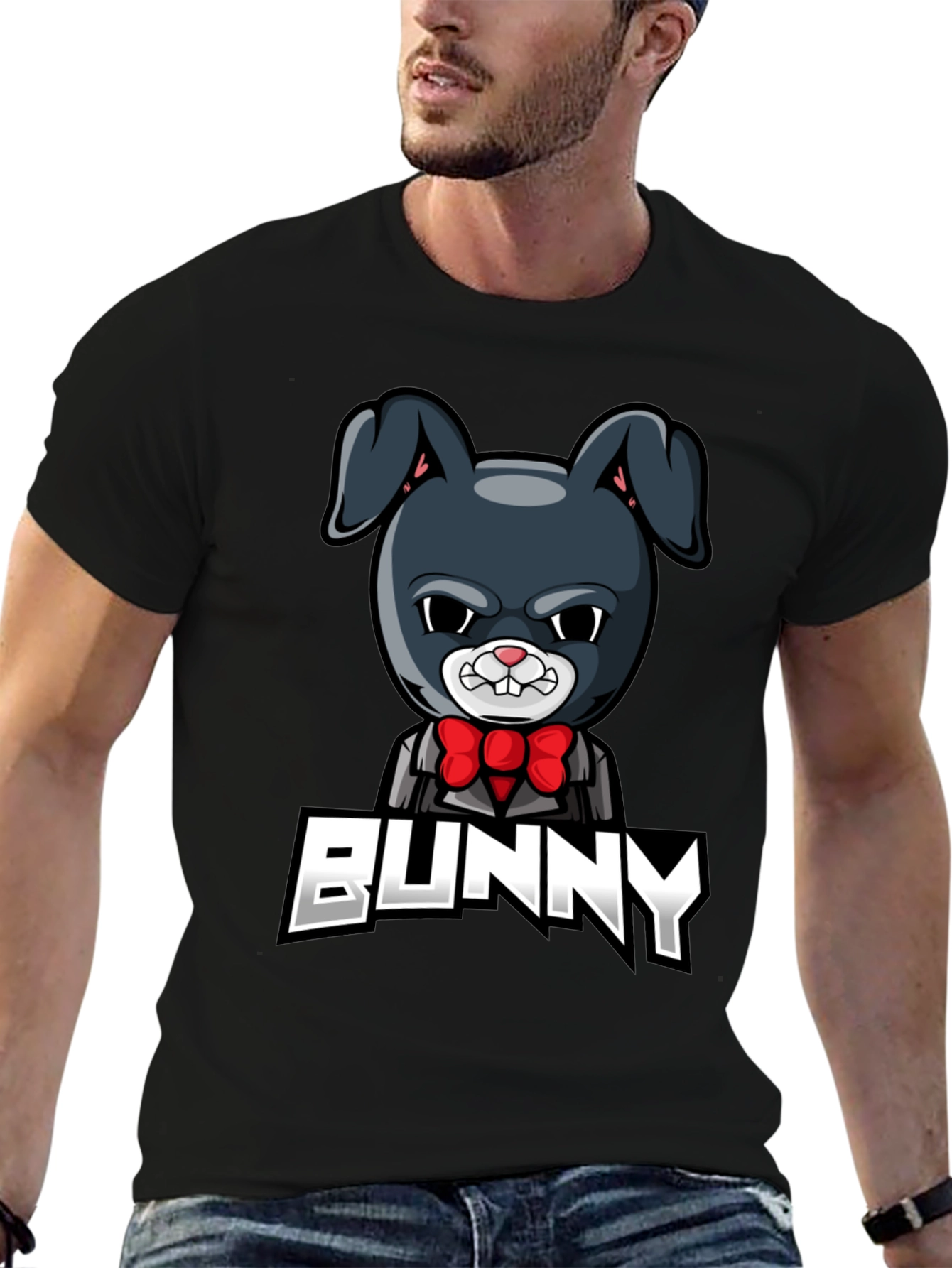 Cool Bunny Graphic T-Shirt - Mens Black Tee