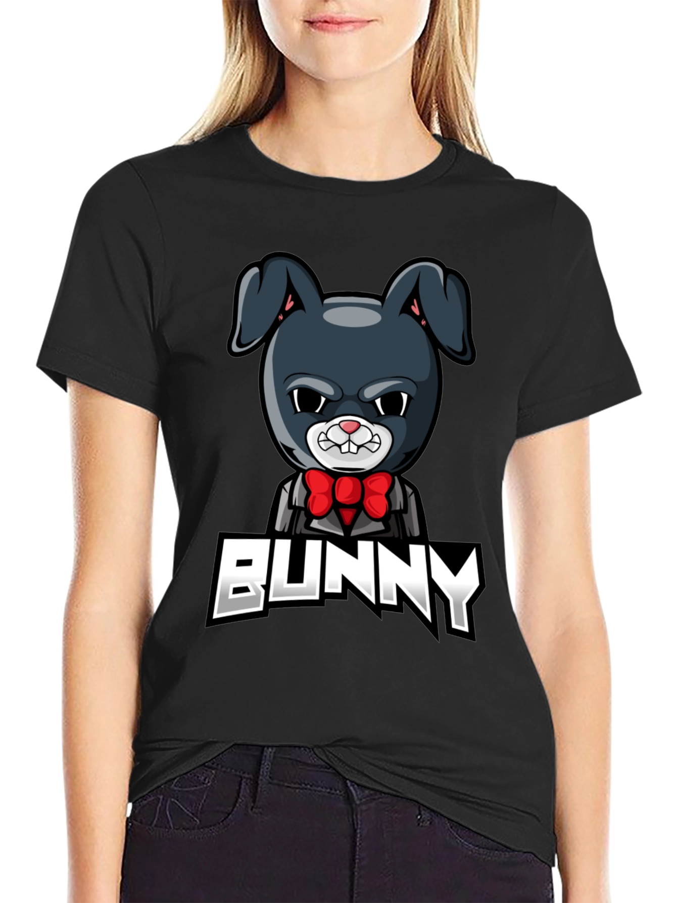 Cool Bunny Graphic T-Shirt - Mens Black Tee