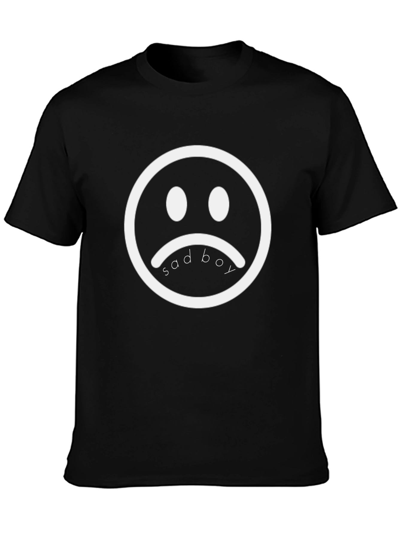 Sad Boy Graphic Tee - Black Cotton Blend T-Shirt
