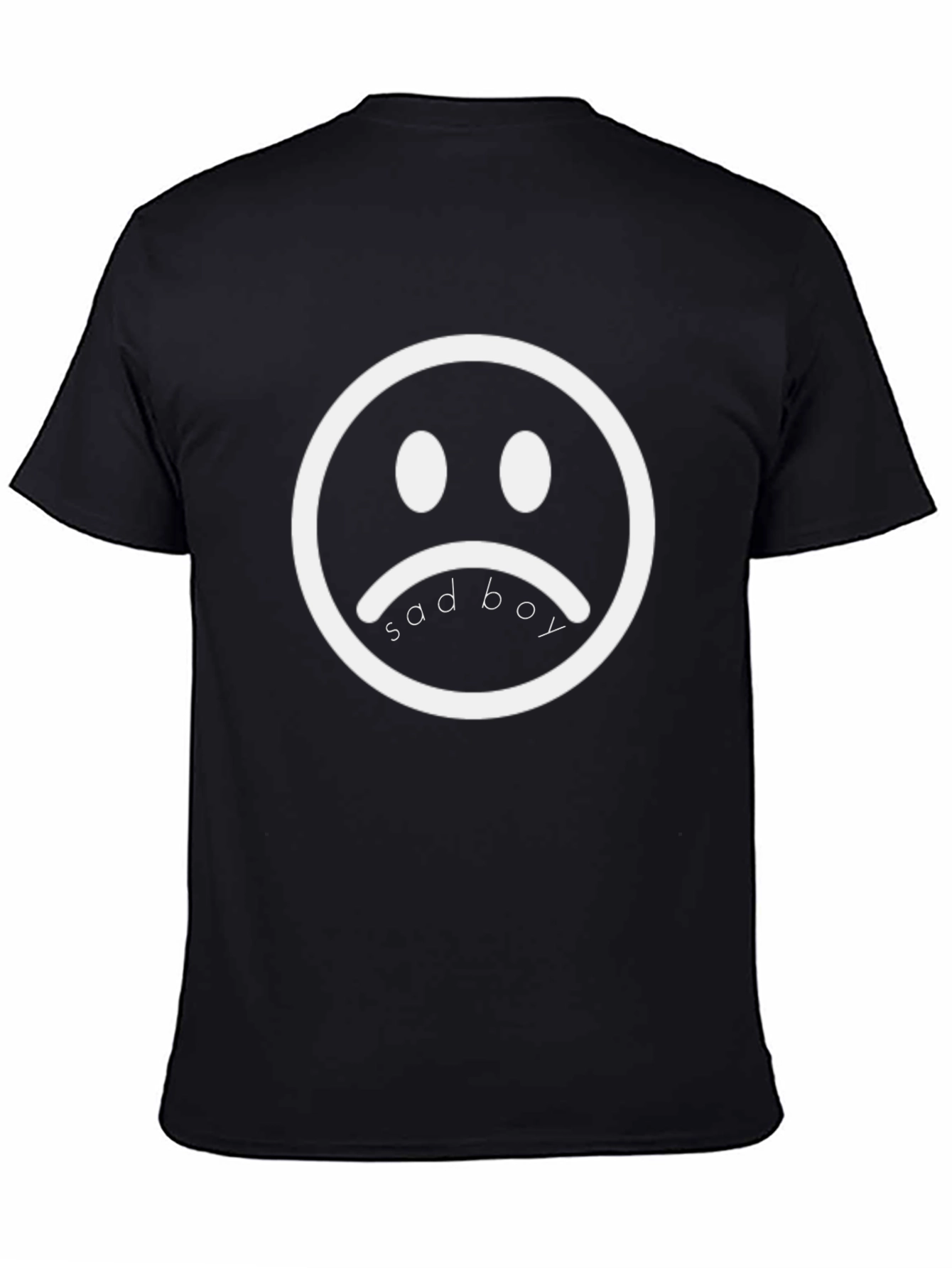 Sad Boy Graphic Tee - Black Cotton Blend T-Shirt