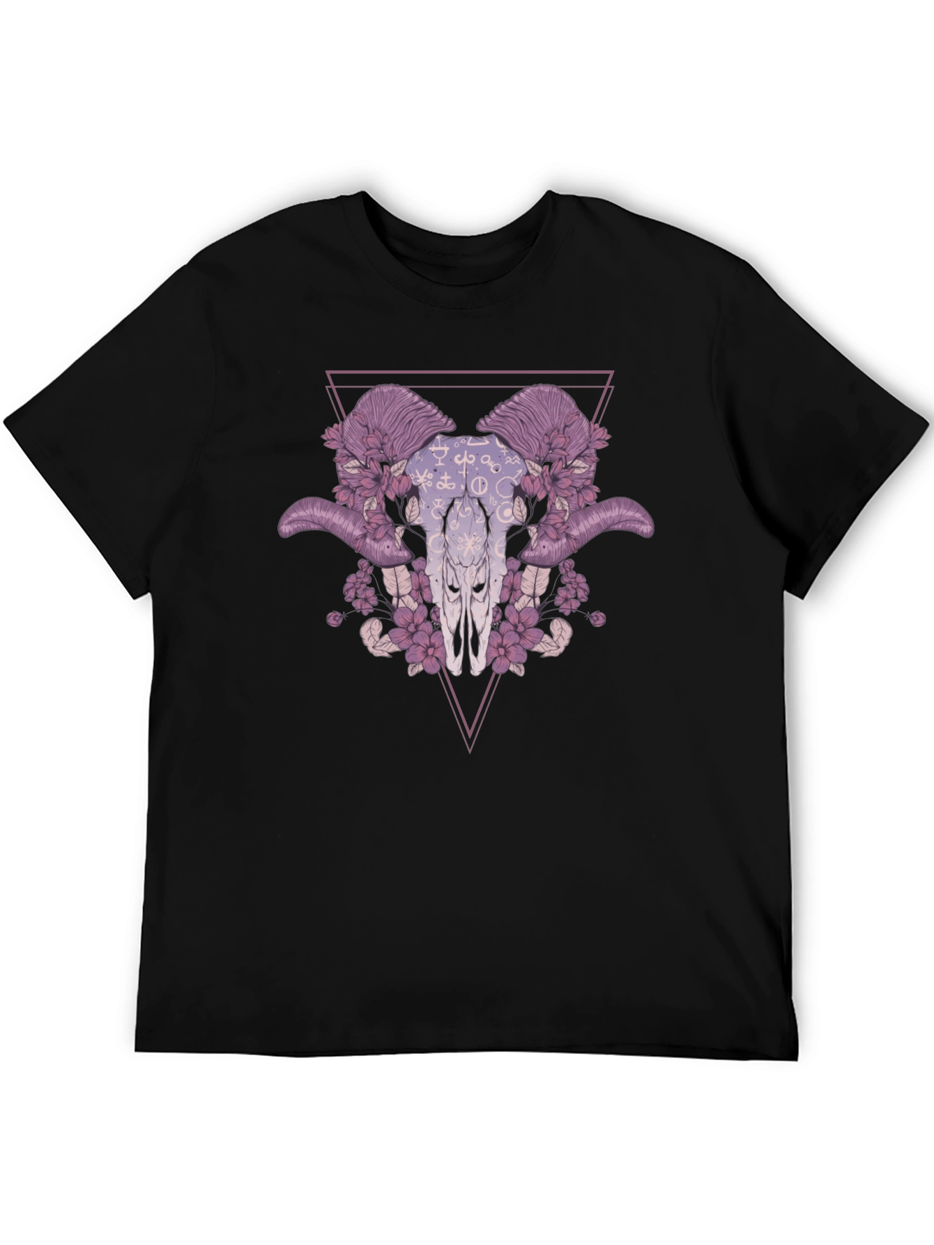 Floral Ram Skull Graphic Tee - Edgy Style
