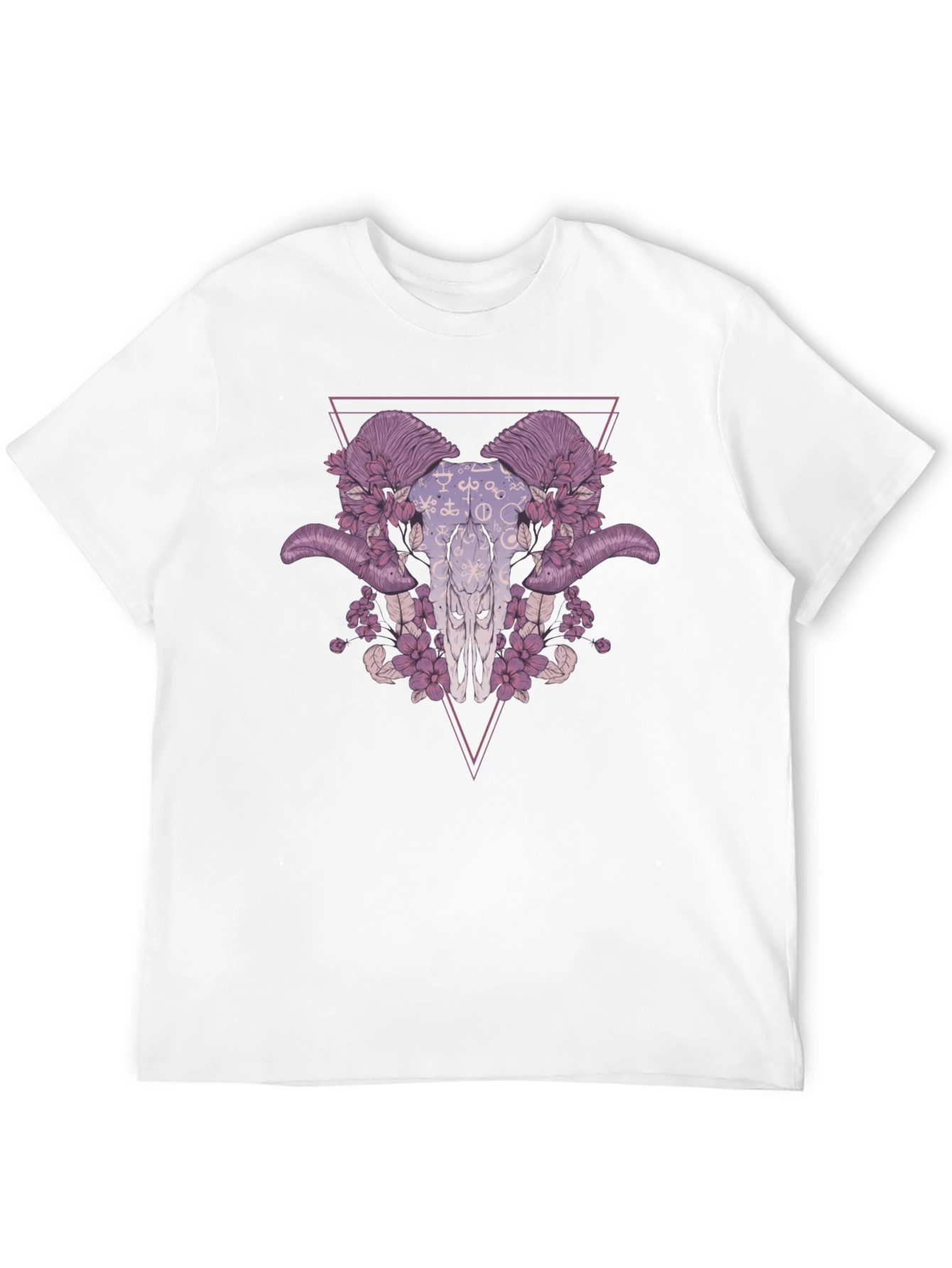 Floral Ram Skull Graphic Tee - Edgy Style