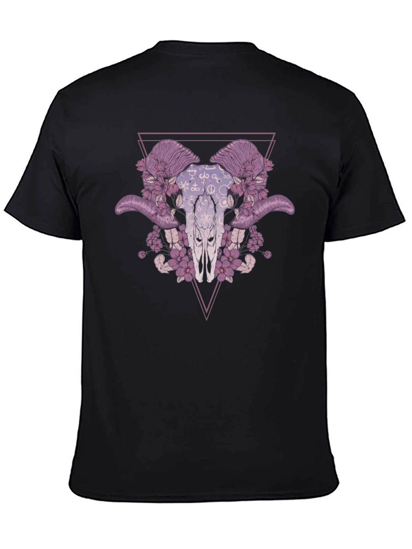Floral Ram Skull Graphic Tee - Edgy Style