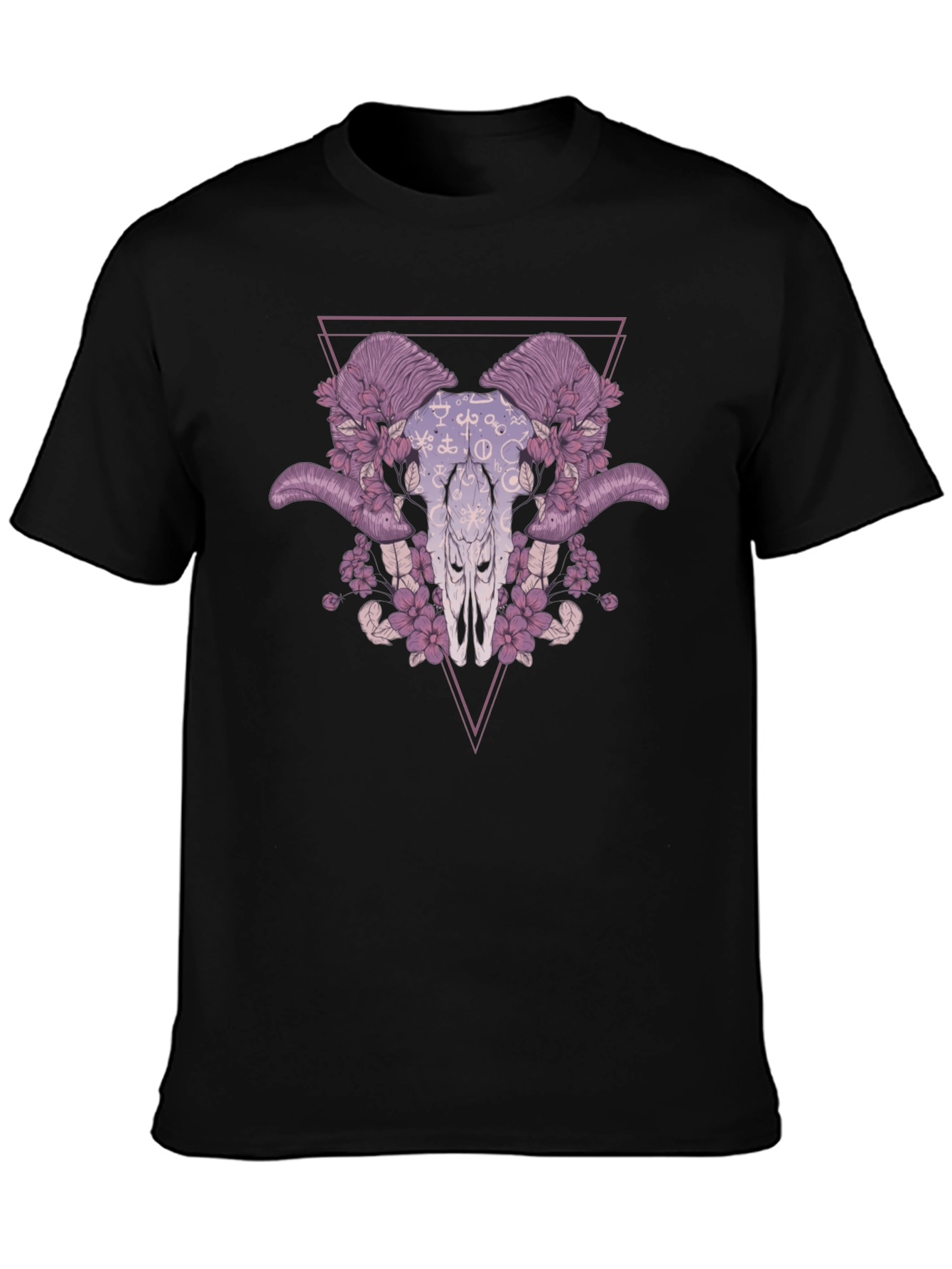 Floral Ram Skull Graphic Tee - Edgy Style