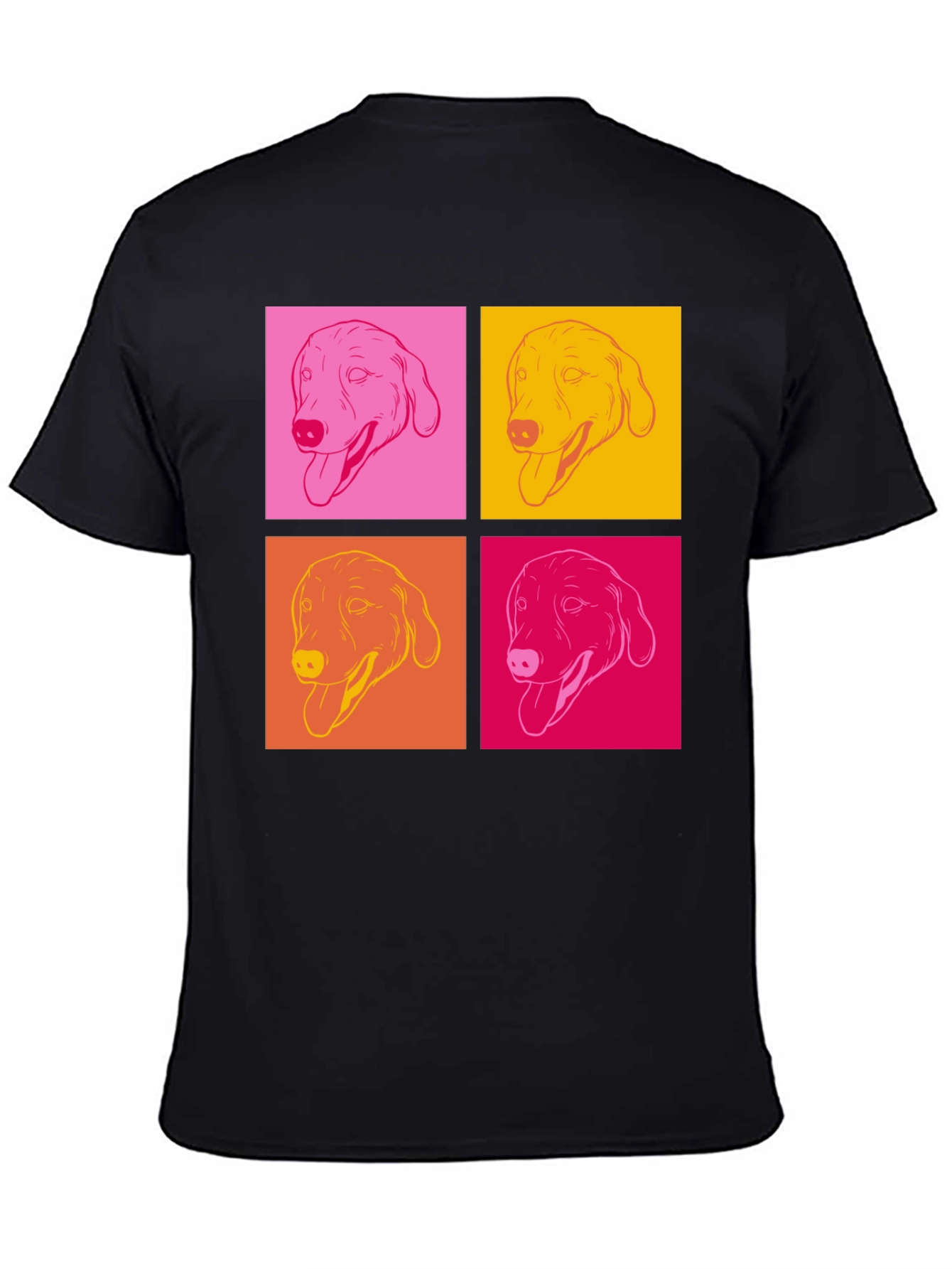 Pop Art Dog Graphic T-Shirt - Black