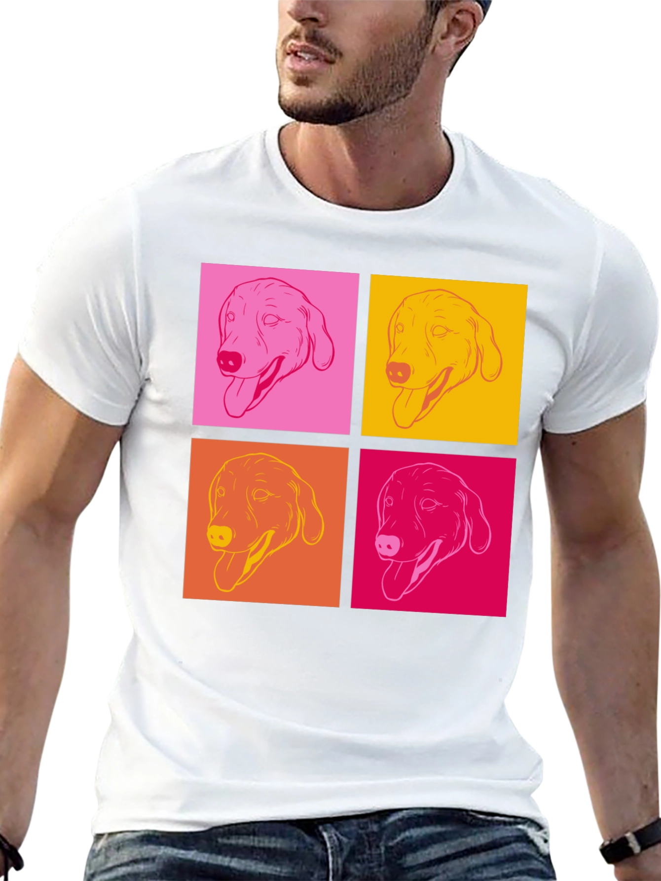 Pop Art Dog Graphic T-Shirt - Black