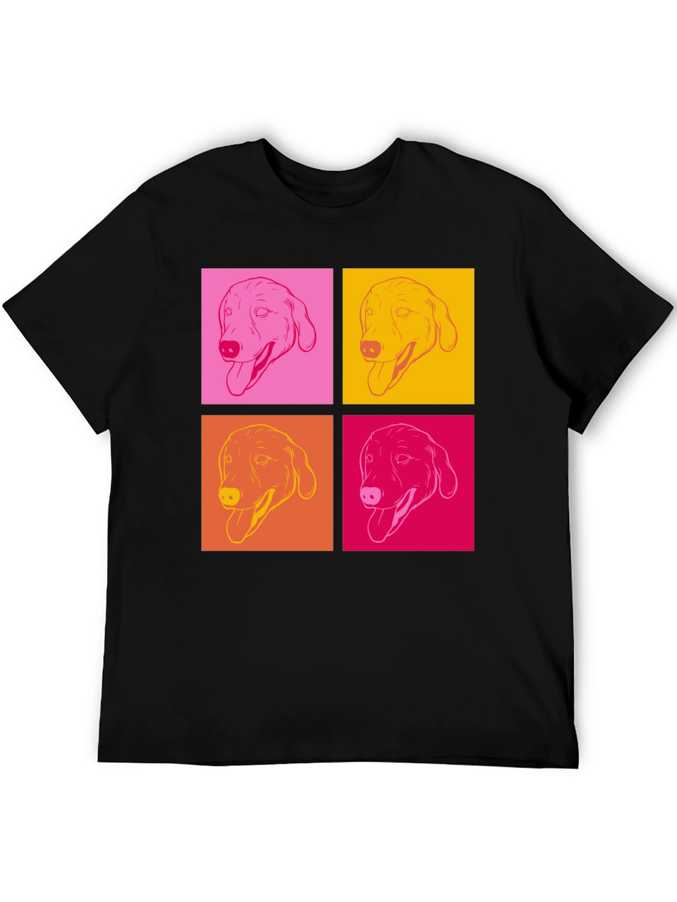 Pop Art Dog Graphic T-Shirt - Black