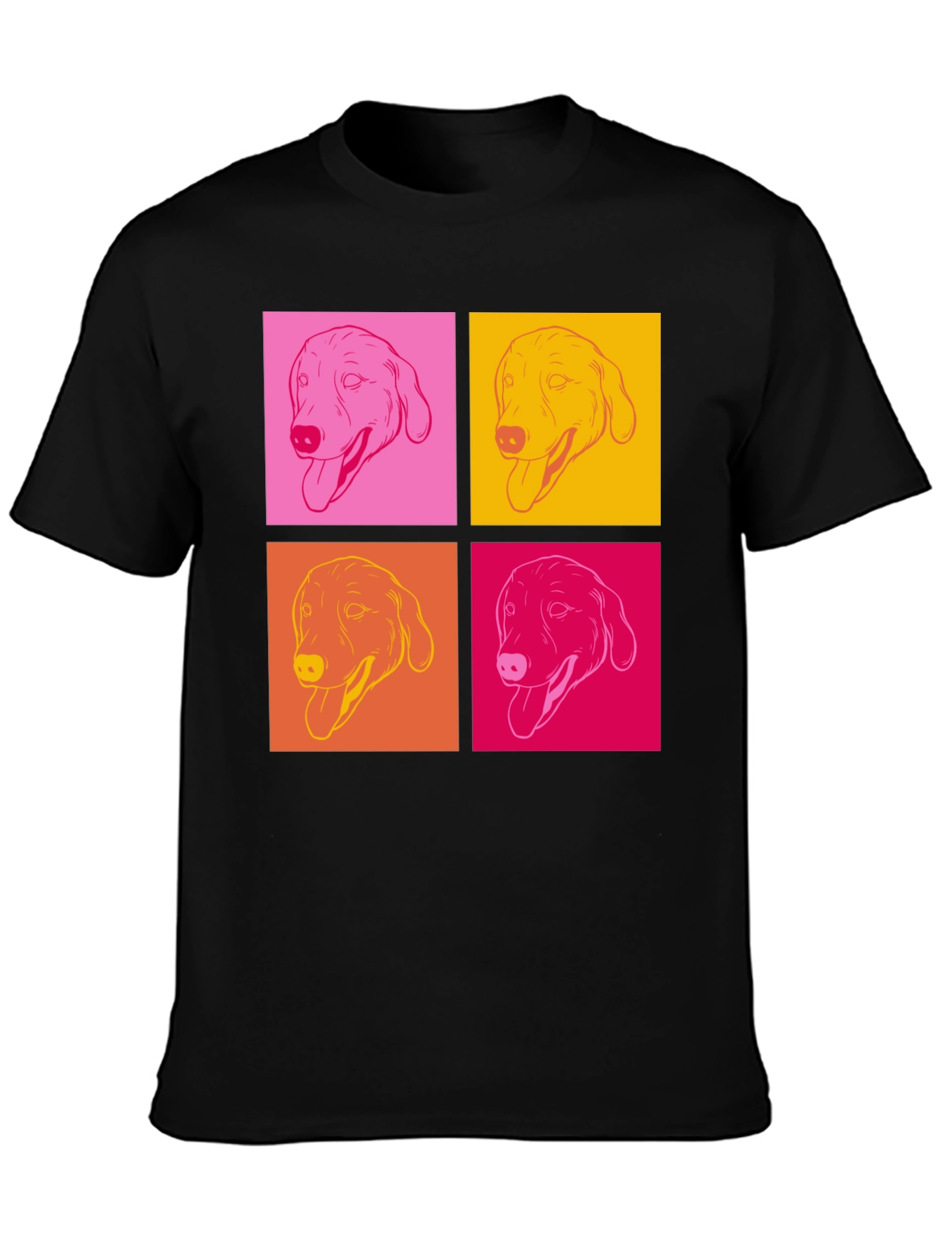 Pop Art Dog Graphic T-Shirt - Black