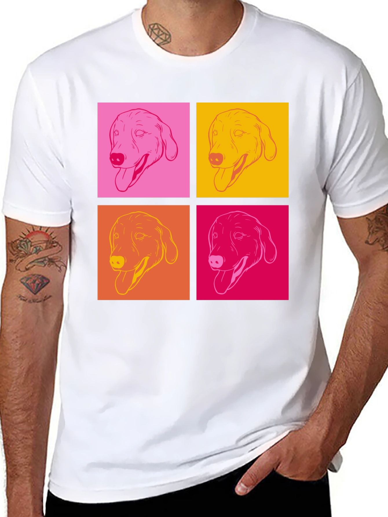 Pop Art Dog Graphic T-Shirt - Black