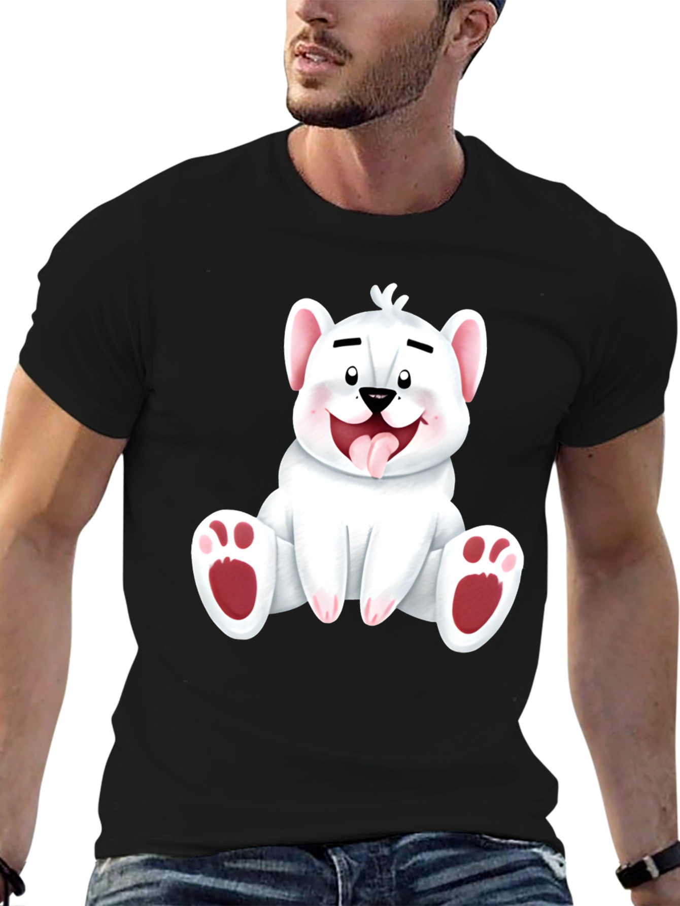Cute Cartoon Bear Graphic Tee - Soft Cotton T-Shirt