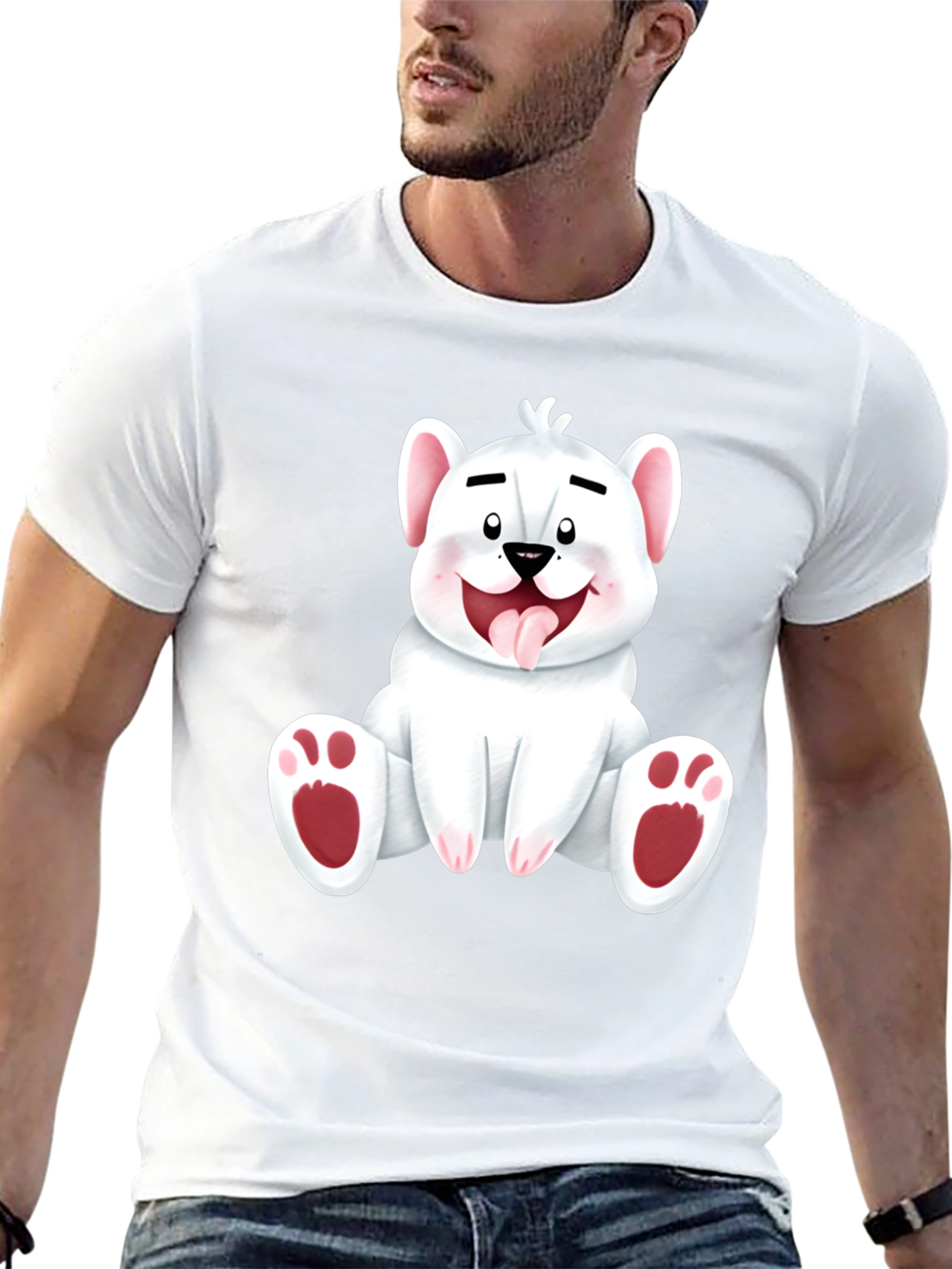 Cute Cartoon Bear Graphic Tee - Soft Cotton T-Shirt