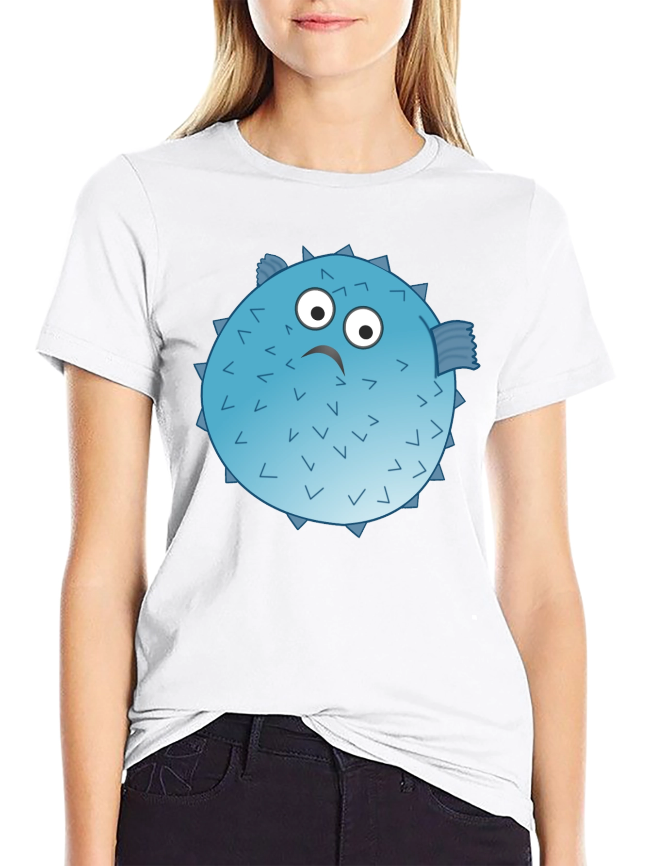 Puffer Fish Graphic T-Shirt - Funny Cartoon Design