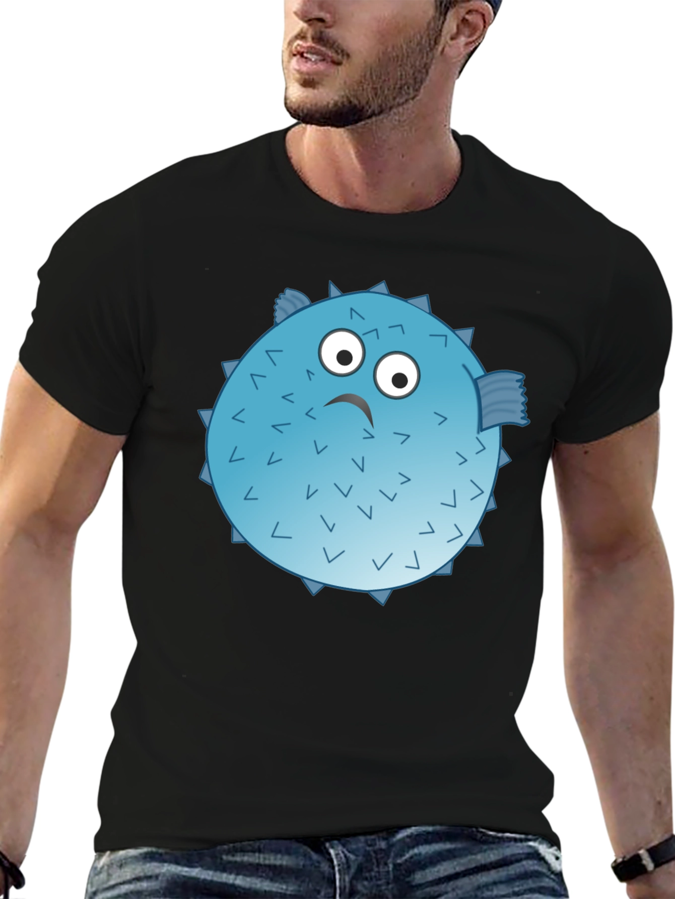 Puffer Fish Graphic T-Shirt - Funny Cartoon Design