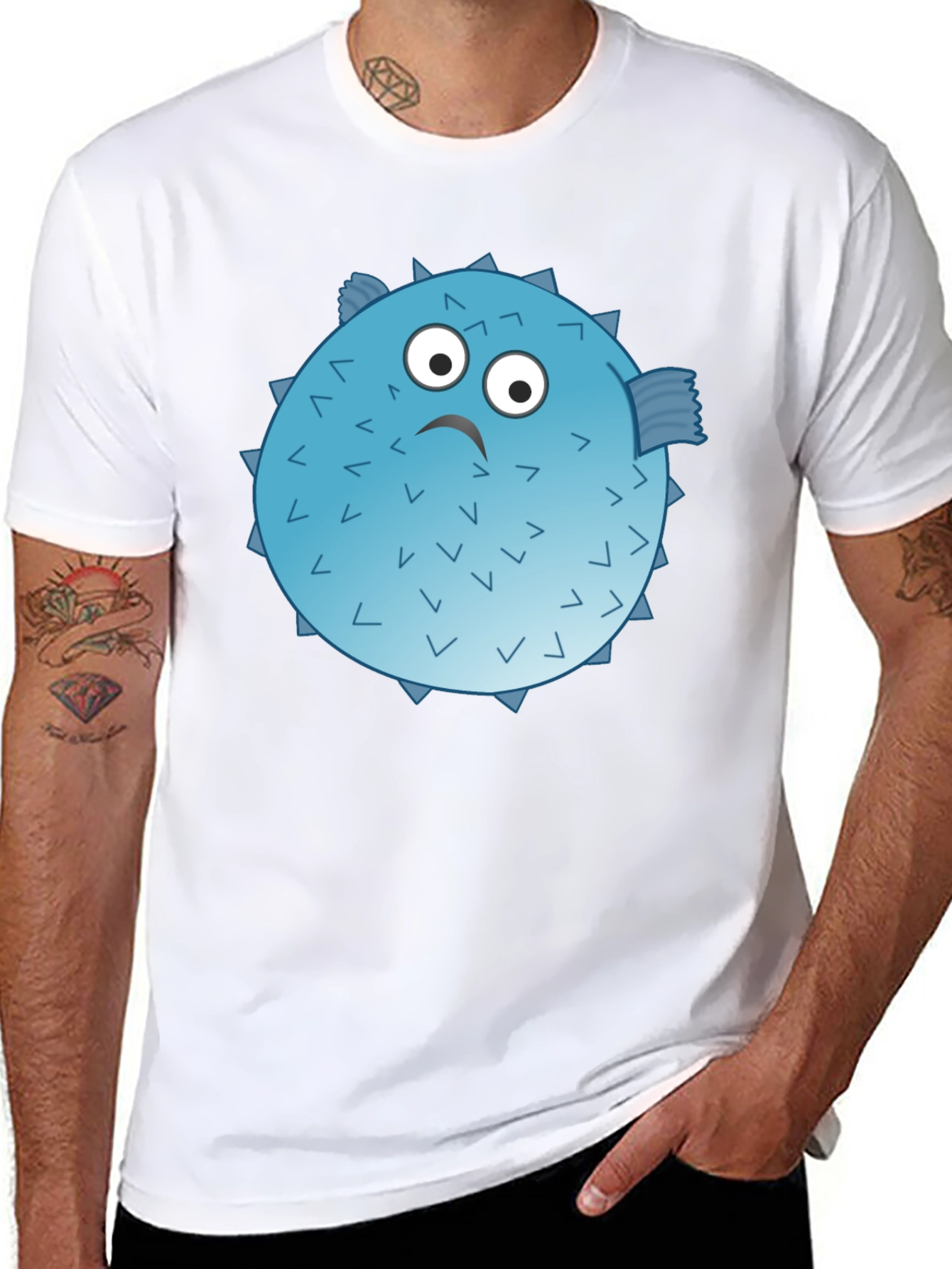 Puffer Fish Graphic T-Shirt - Funny Cartoon Design