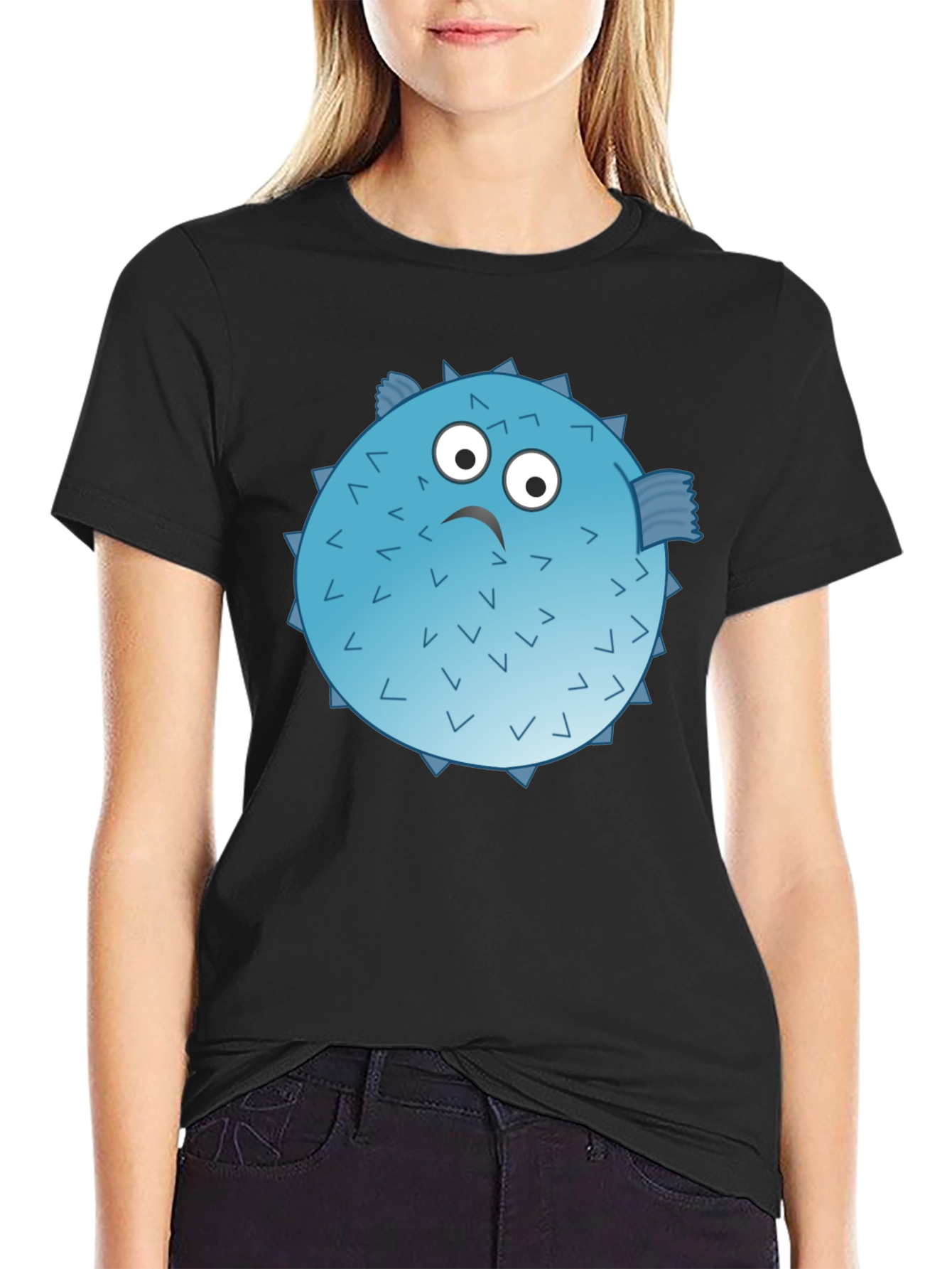 Puffer Fish Graphic T-Shirt - Funny Cartoon Design
