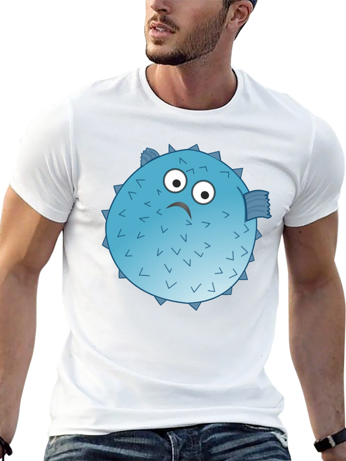 Puffer Fish Graphic T-Shirt - Funny Cartoon Design
