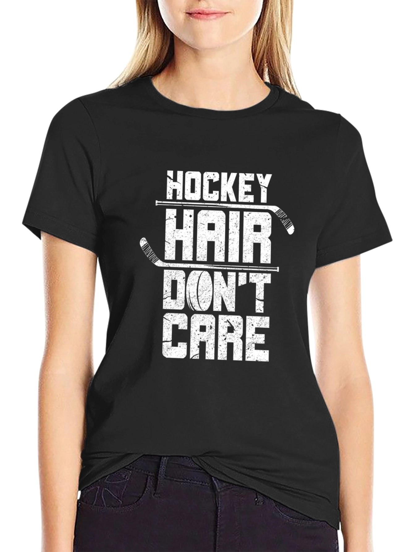 Hockey Hair Dont Care Graphic Tee