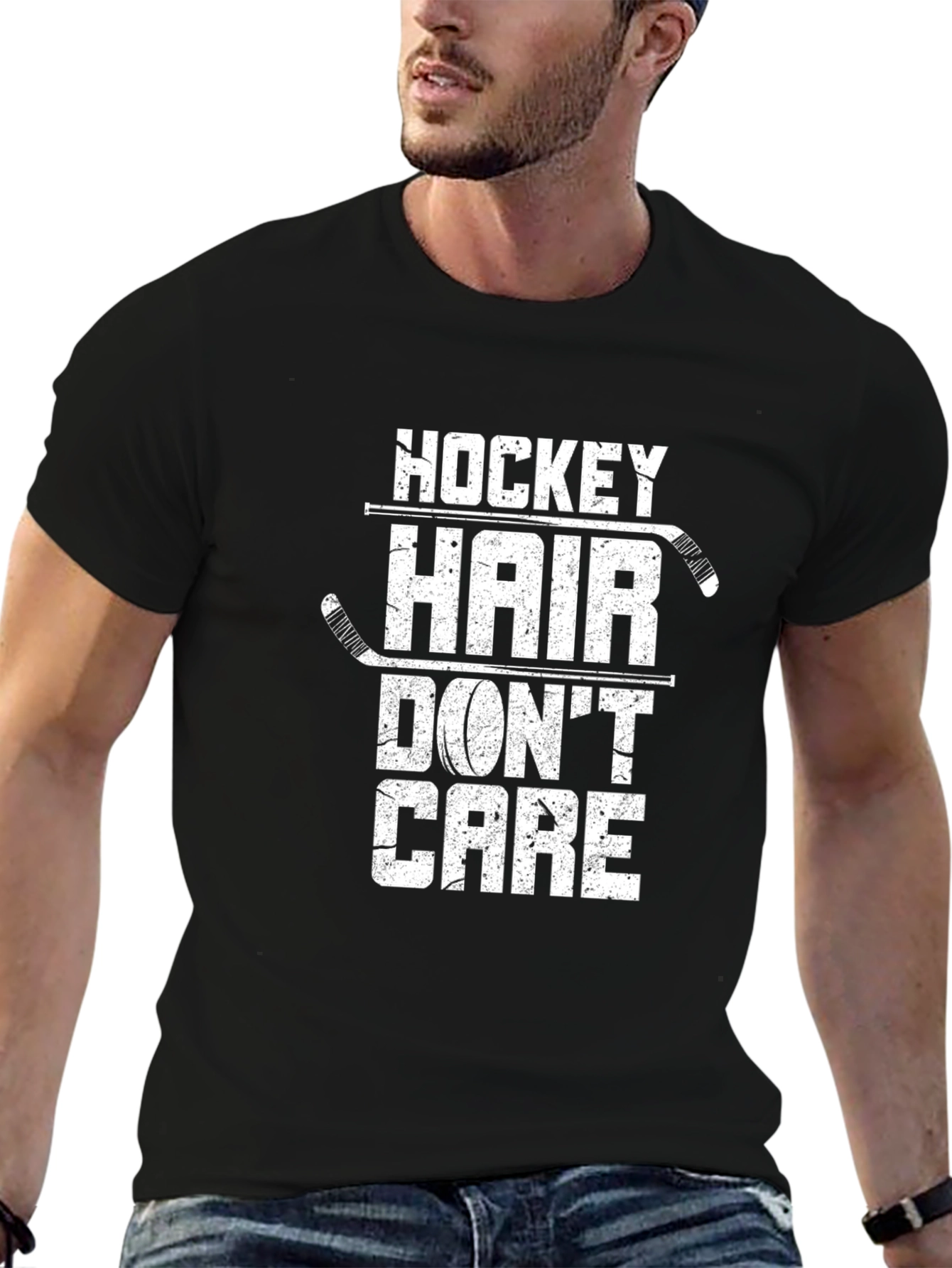 Hockey Hair Dont Care Graphic Tee