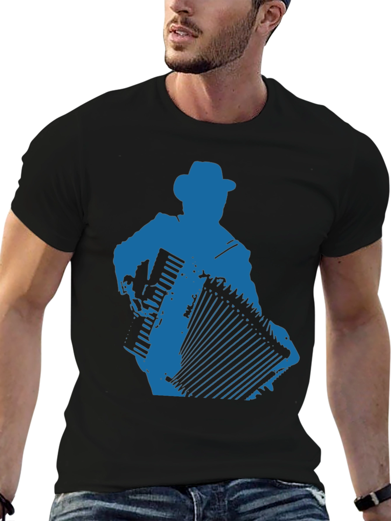 Accordion Player Graphic Tee - Black