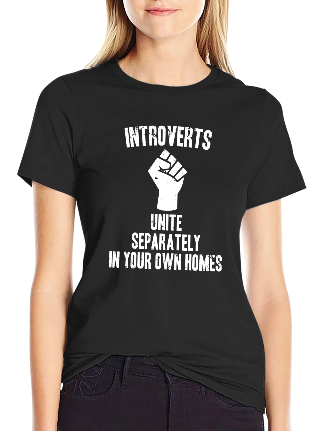 Introverts Unite T-Shirt -  Black Cotton Tee