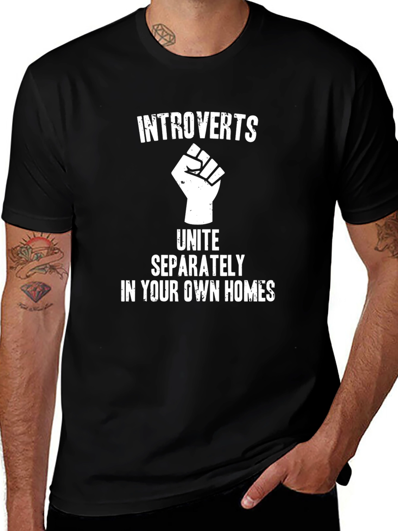 Introverts Unite T-Shirt -  Black Cotton Tee