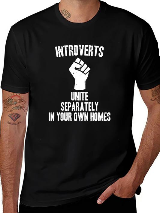 Introverts Unite T-Shirt -  Black Cotton Tee