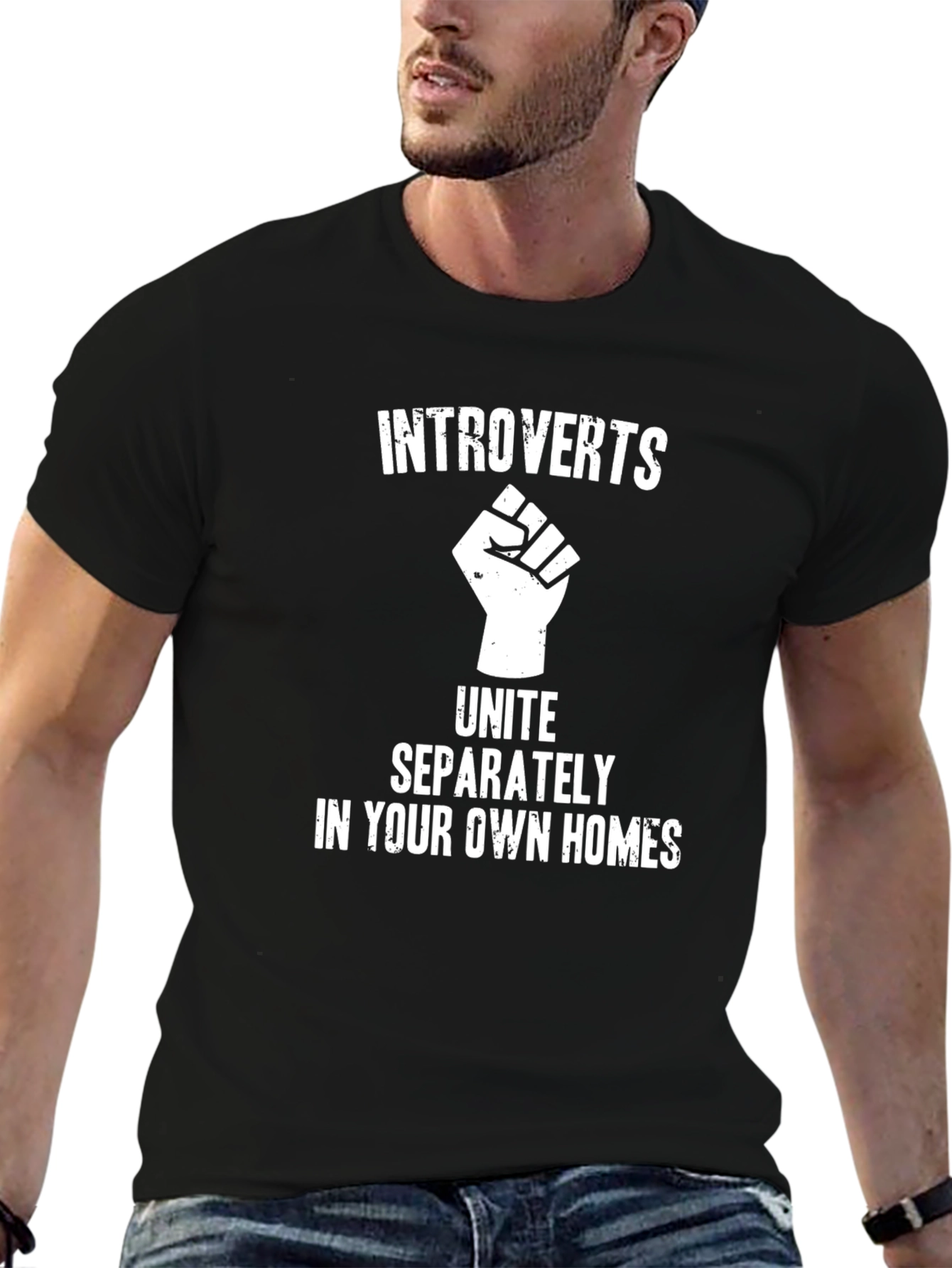 Introverts Unite T-Shirt -  Black Cotton Tee