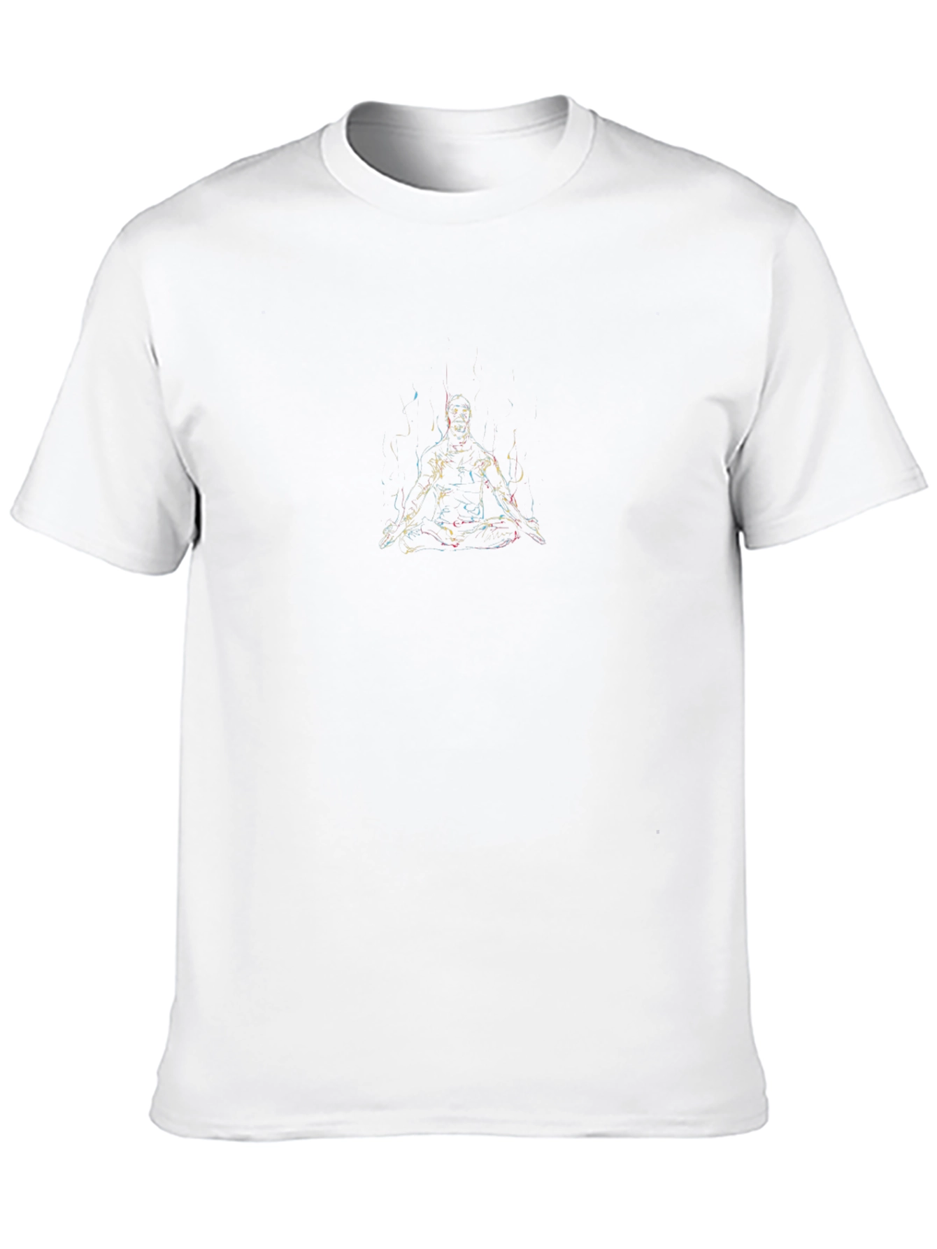 Mens Black T-Shirt with Abstract Meditating Figure Graphic